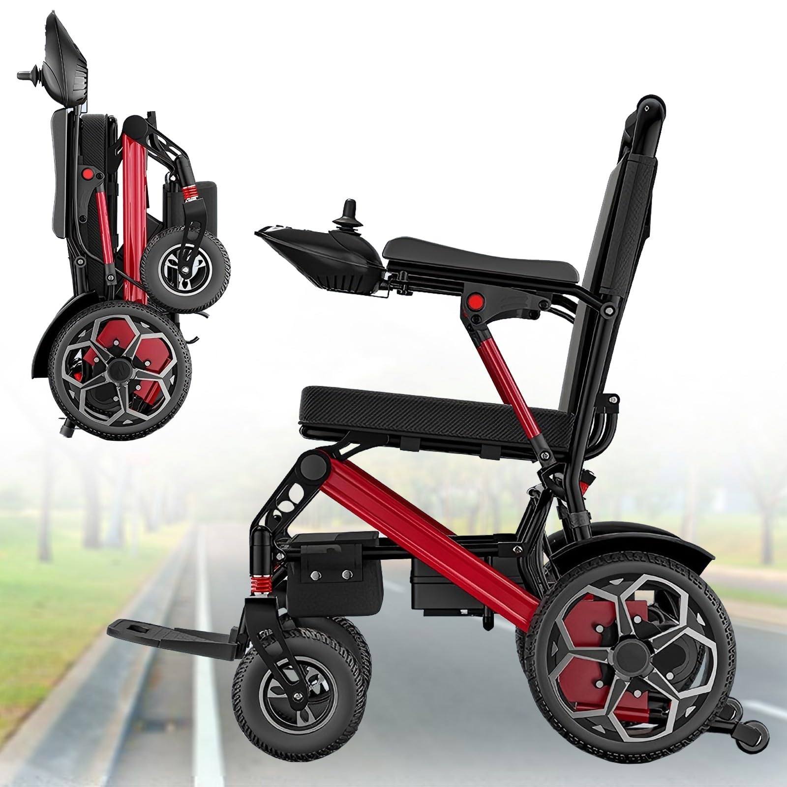 Sedia A Rotelle Elettrica Pieghevole,Sedia A Rotelle Elettrica,Sedia A Rotelle Motorizzata Portatile Per Adulti,Dotata Di Batteria Al Litio Rimovibile,Con Potente Motore Da 400 W 12ah
