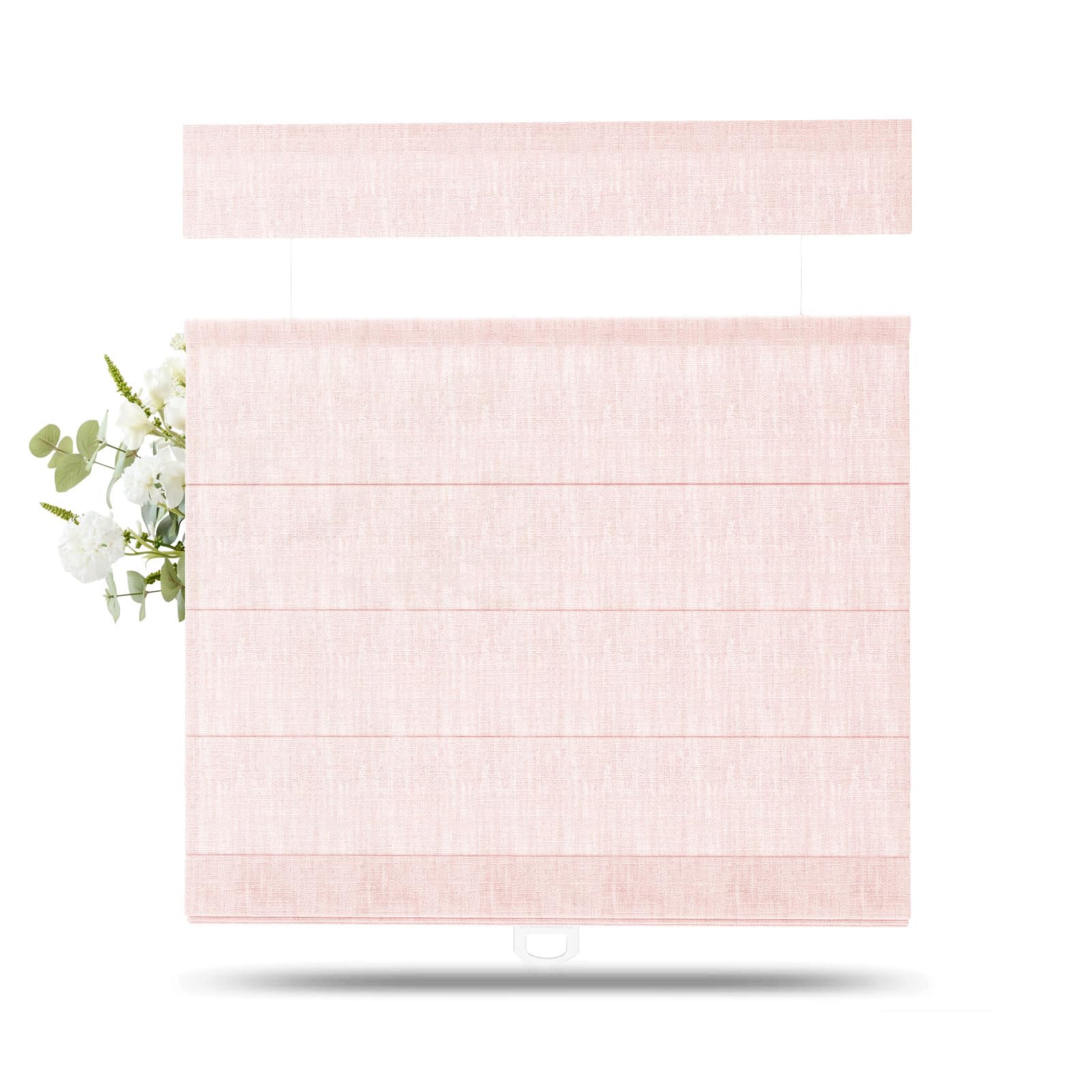 TWOPAGES Linen Top Down Bottom Up Roman Shades for Windows, Pink Lemonade