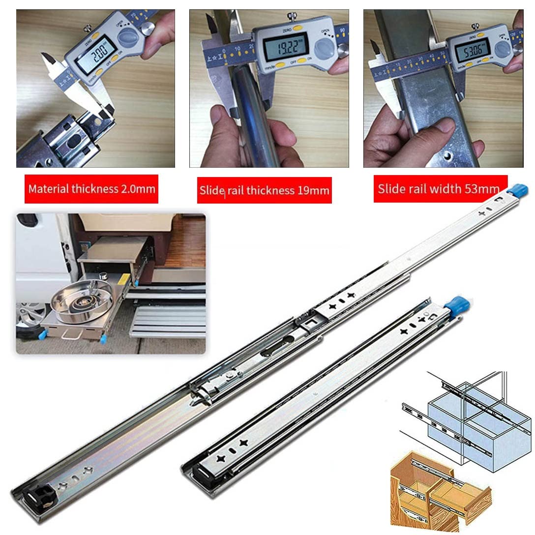 2X Coppia di Guide per Cassetti Lisci E Precisi, Guide A Estrazione Totale Guide, capacità 120 kg, Dimensioni Diverse (25-150 Cm) (Misurare : 18in(45cm))