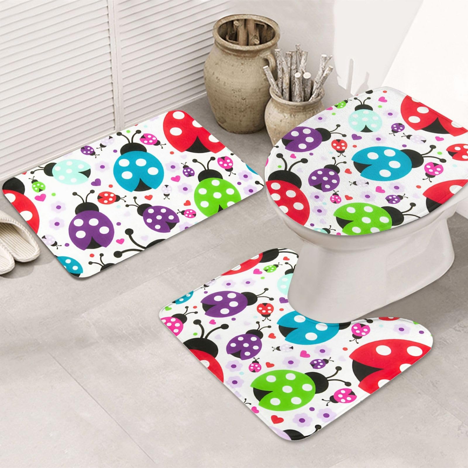 Tapis de bain absorbant et lot de 3 tapis doux pour sol de cuisine OUSIKA