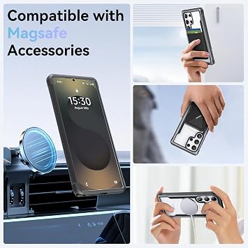 Shield Magnetic Case for RAPTIC Samsung Galaxy S25 Ultra - Compatible with MagSafe, [13FT Shaft-Grade Fall Protection], Durable Anodized Shockproof Aluminum Frame Thin Samsung S25 Ultra Case