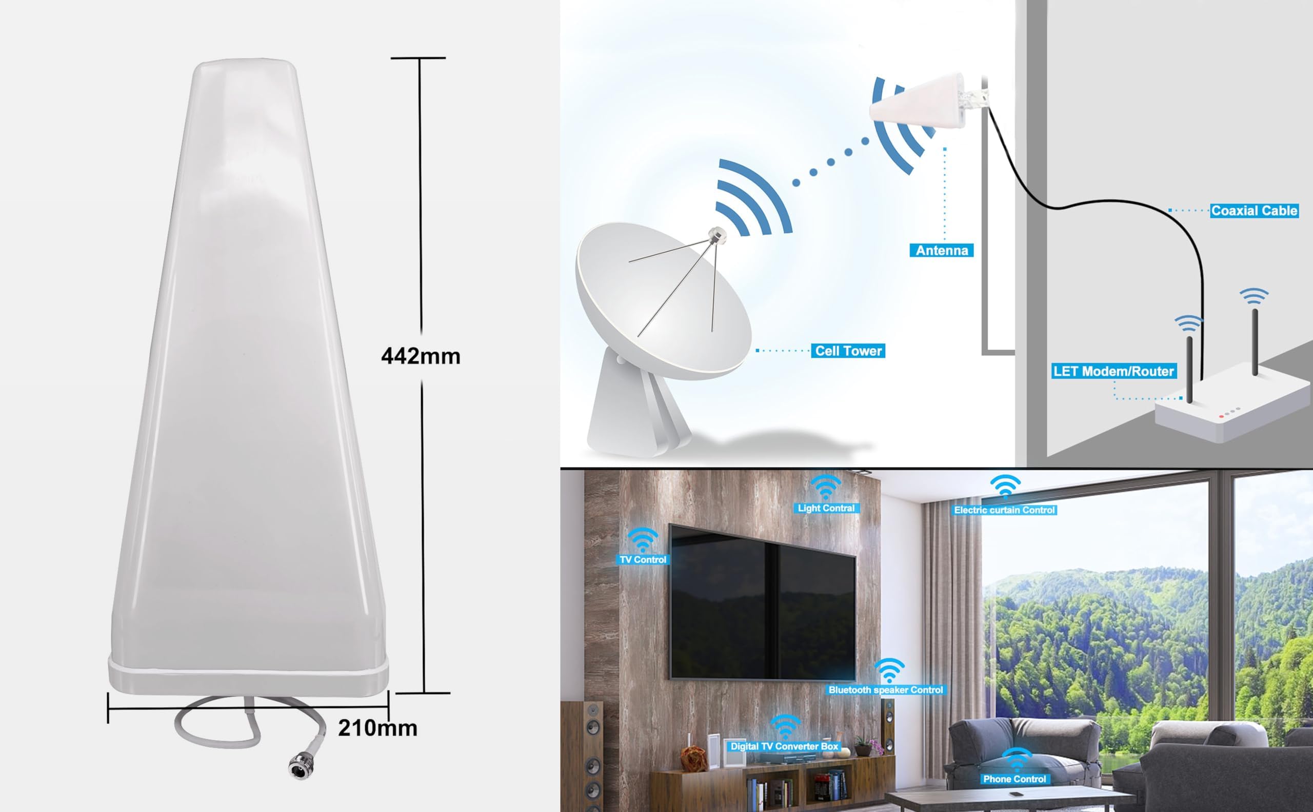 12DBi Yagi Antenna Direzionale 4G/5G/LTE WiFi Antenna Esterna 698-3800MHz Antenna ad alto guadagno a banda larga N Connettore femmina Supporto fisso universale Esterno per Boost del segnale