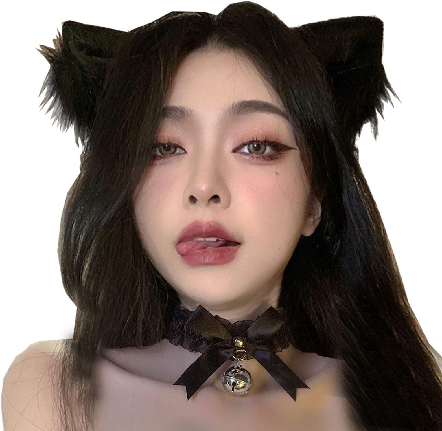 tyoungg Faux Fur Cat Kitten Ears Hair Clips Headband Headwear For Cosplay Kittenplay Petplay Fluffy Furry Cat Ears