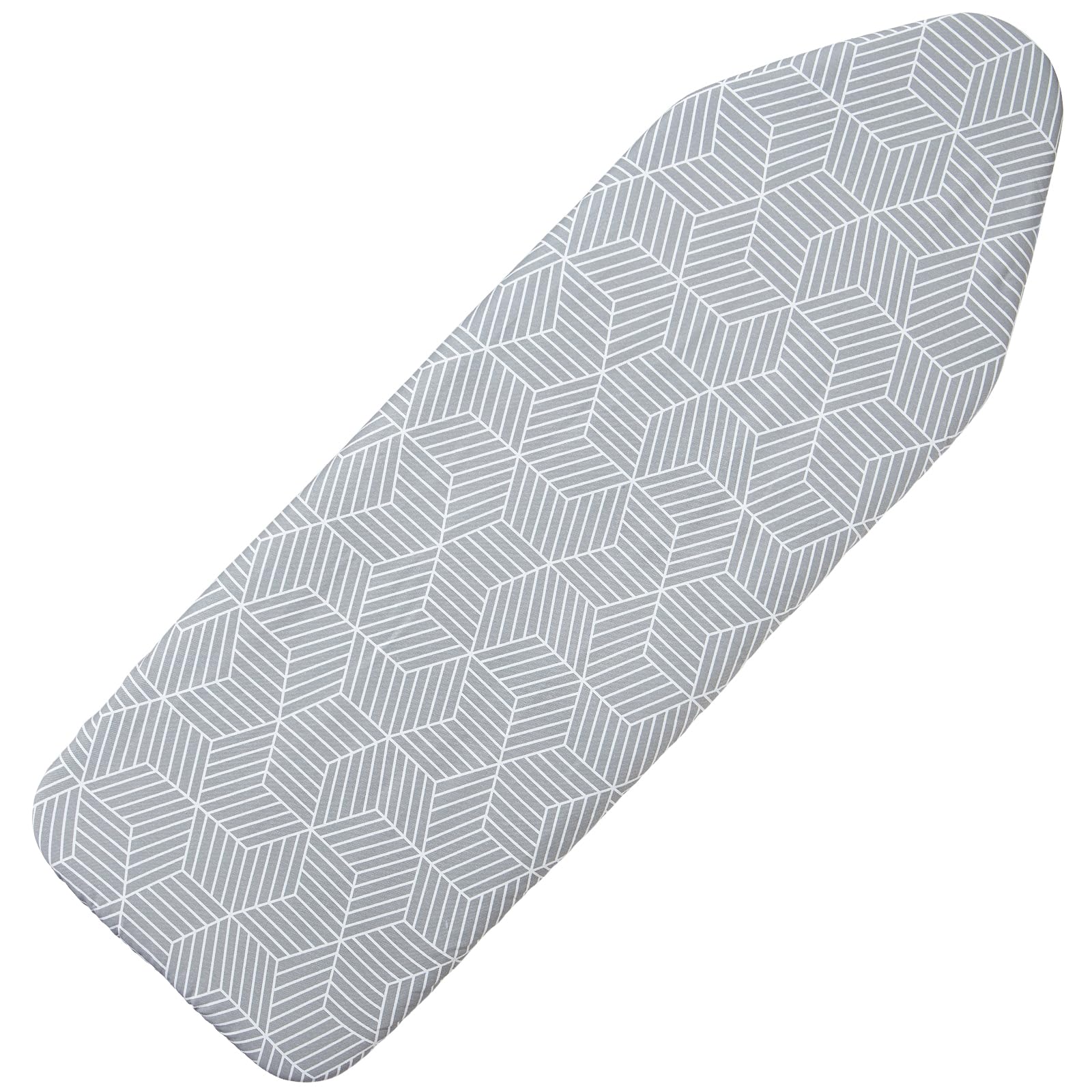 Seiritex Extra Wide Ironing Board Cover and Pad 18 x 54 inch Heat Reflective with Hook and Loop Fasteners, Thick Padding with Elasticized Edges, 3 Layers Iron Board Cover (Gray Cube)