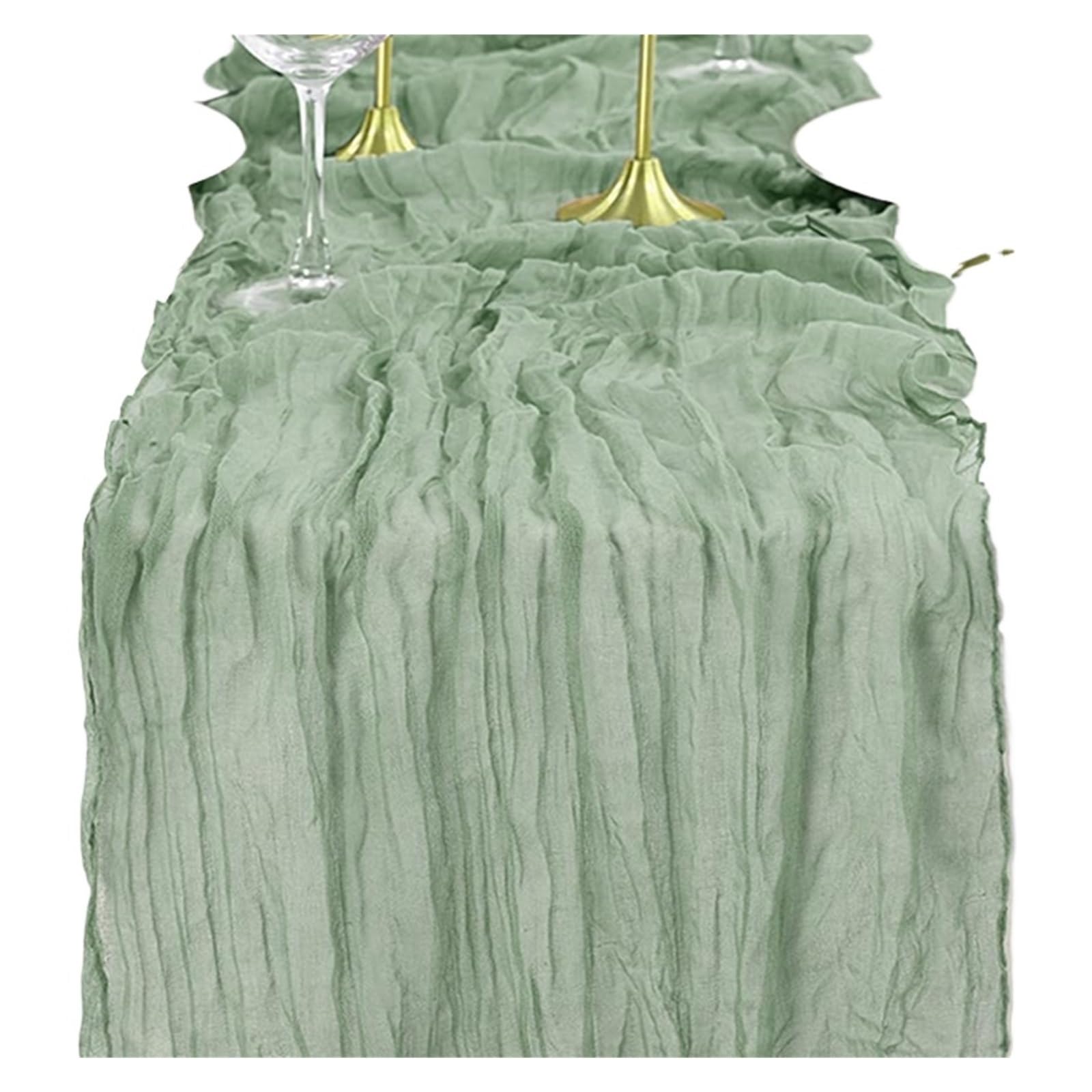 Chiffon Table Runner Table Runner Semi Sheer Fabric Cheese Cloth Party Wedding Bridal Shower Decor(Sage Green,90x180cm)