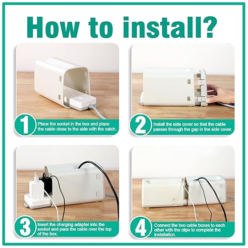 Miniatura 5 de Caja de cubierta de regleta mejorada (2 unidades)  Fundas de toma de corriente a prueba de bebé, caja de cubierta de tomacorriente, longitud