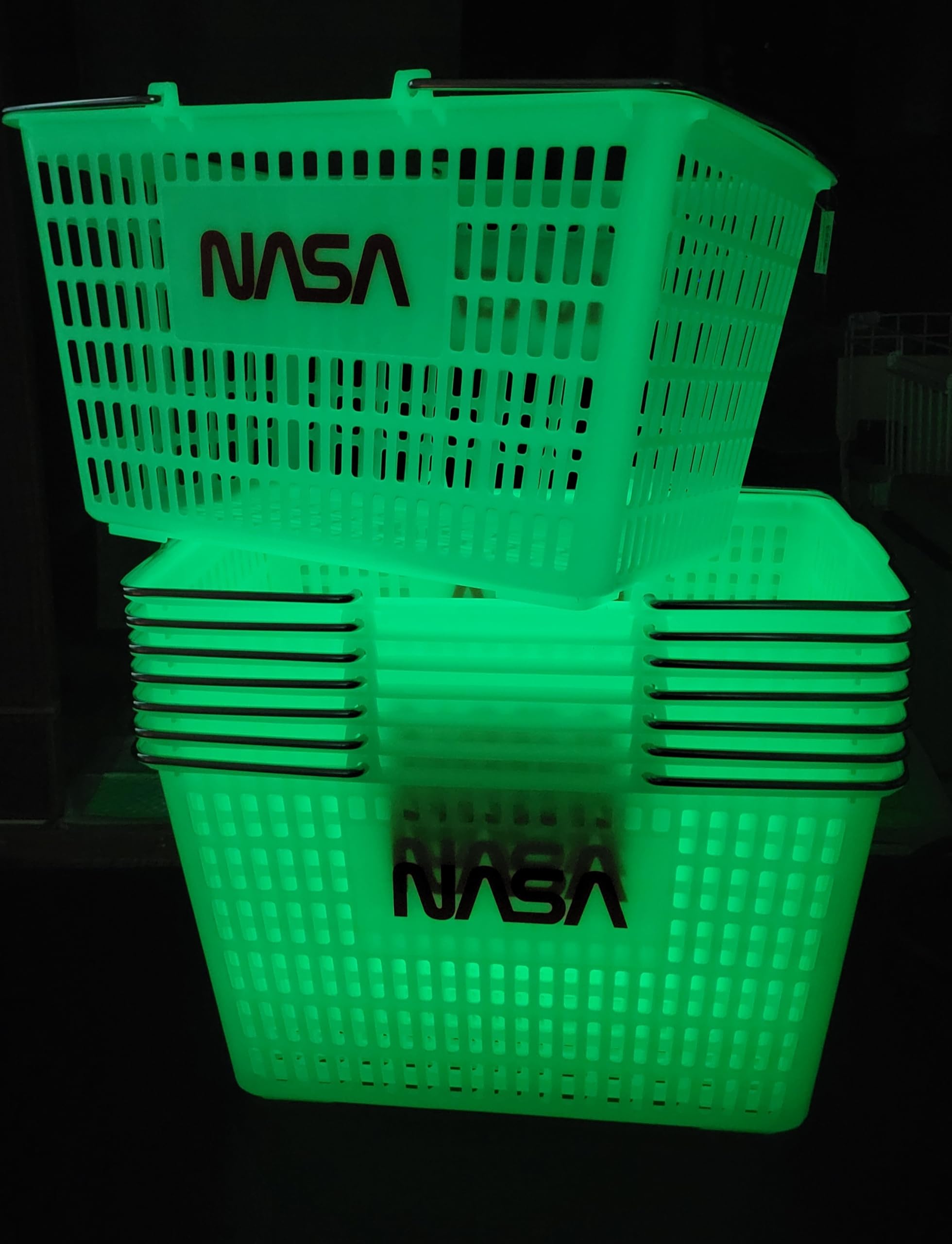 【2個セット】「蓄光」　NASA ショッピングバスケット 買い物かご NASA 蓄光 ショッピング バスケット 買い物かご バスケット かご 収納