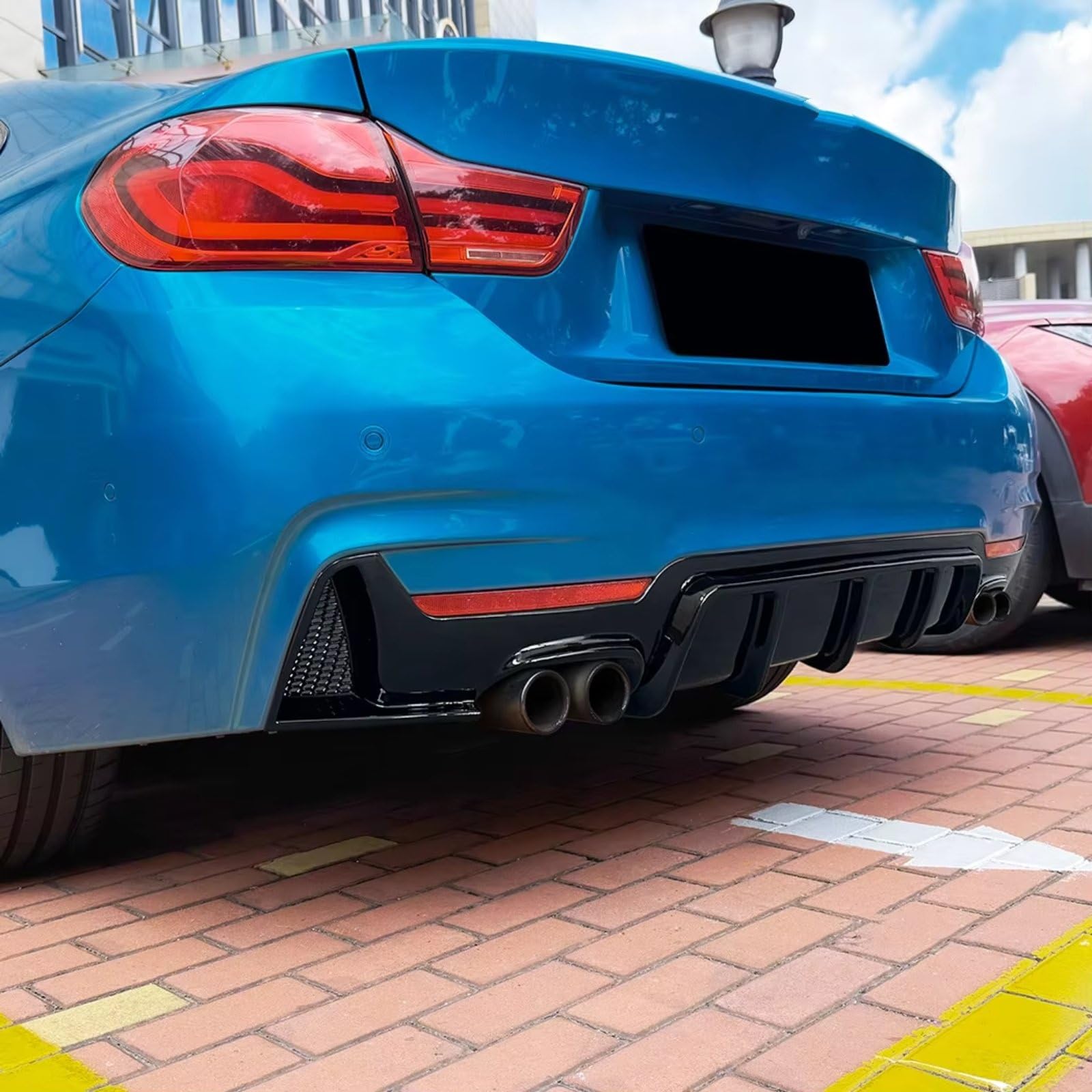 Diffusore Spoiler Paraurti Posteriore Per BMW F32 F33 F36 Per Sport 420i 428i 435i 440i Paraurti Posteriore Auto Diffusore Labbro Luce Freno Splitter Posteriori Doppi(Black Single 2 Left)