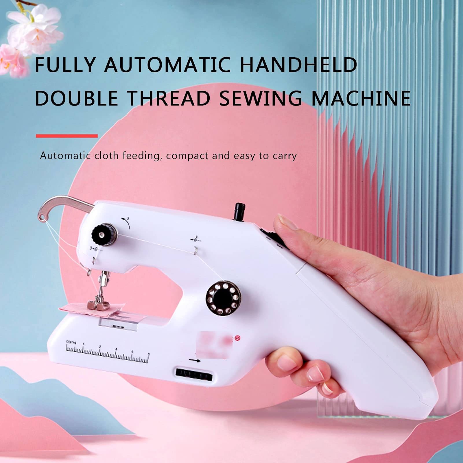 Macchina da Cucire A Mano,Piccola Mini Macchina da Cucire Elettrica Manuale per Tende di Abbigliamento Fai da Te,per Principianti,Amanti del Cucito,Artigiani (Color : White)