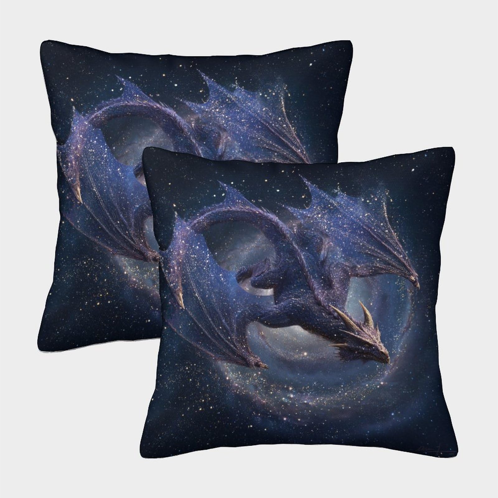 kaiyun 2 Pack 3D Cosmic Dragons Soar through Space, Amidst Rotating Galaxies Cushion 3D Soft Touch Pillowcase,sofa Chair Home Furnishings 40x40cm