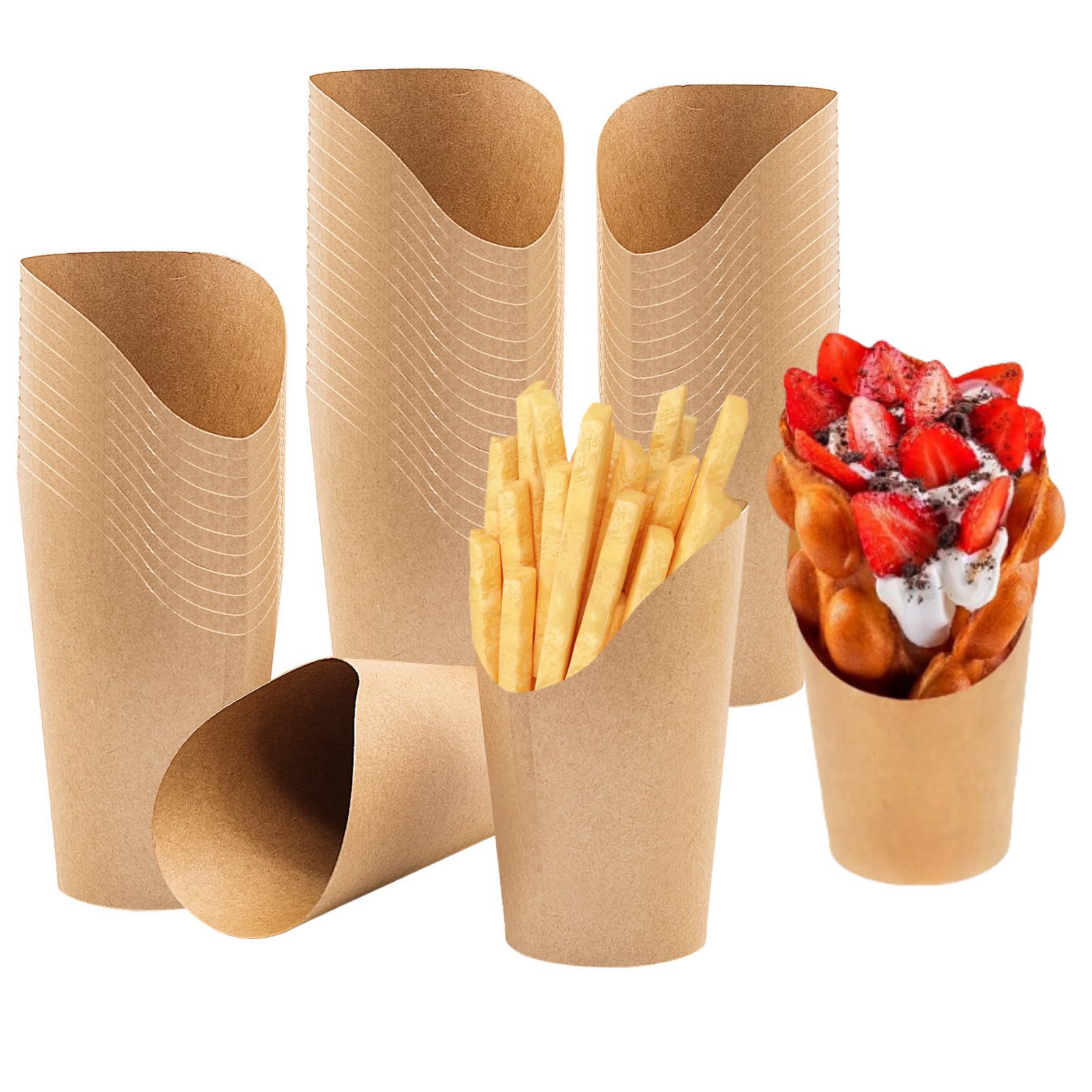 50 Pieces Chip Cones, 12oz Paper Cones Popcorn Cups Snacks Food Cones Puff Waffle French Fries Chips Take-Out Party Frozen Dessert Supplies