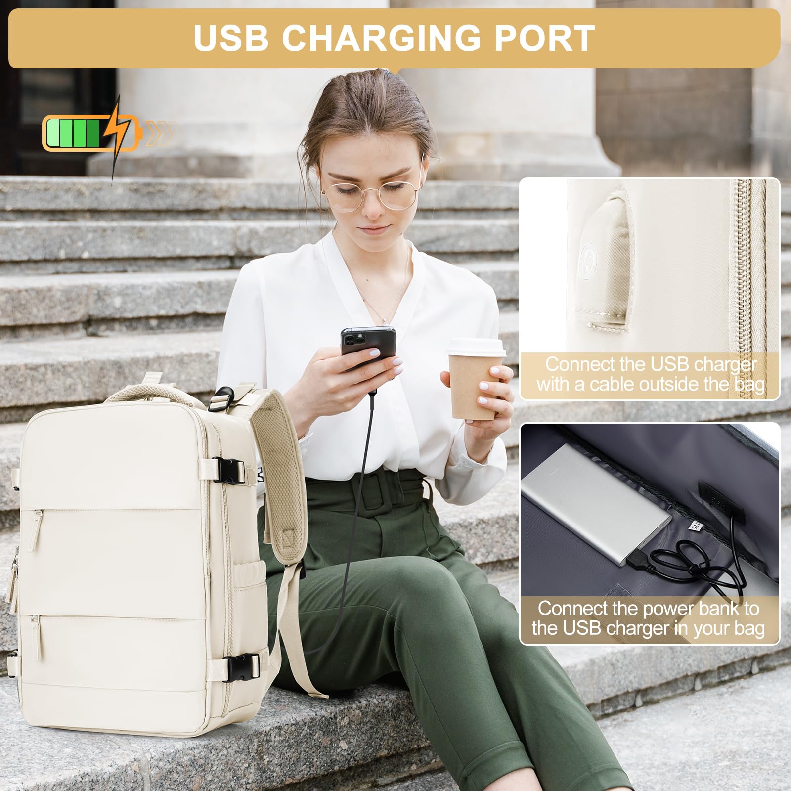 Zaino Bagaglio a Mano Ryanair 40x20x25 Zaino Aereo Borse da Cabina per Easyjet 45x36x20 Zaino da Viaggio donna con porta ricarica USB, Borsa da Viaggio aereo Zaino Computer Impermeabile Casual Daypack