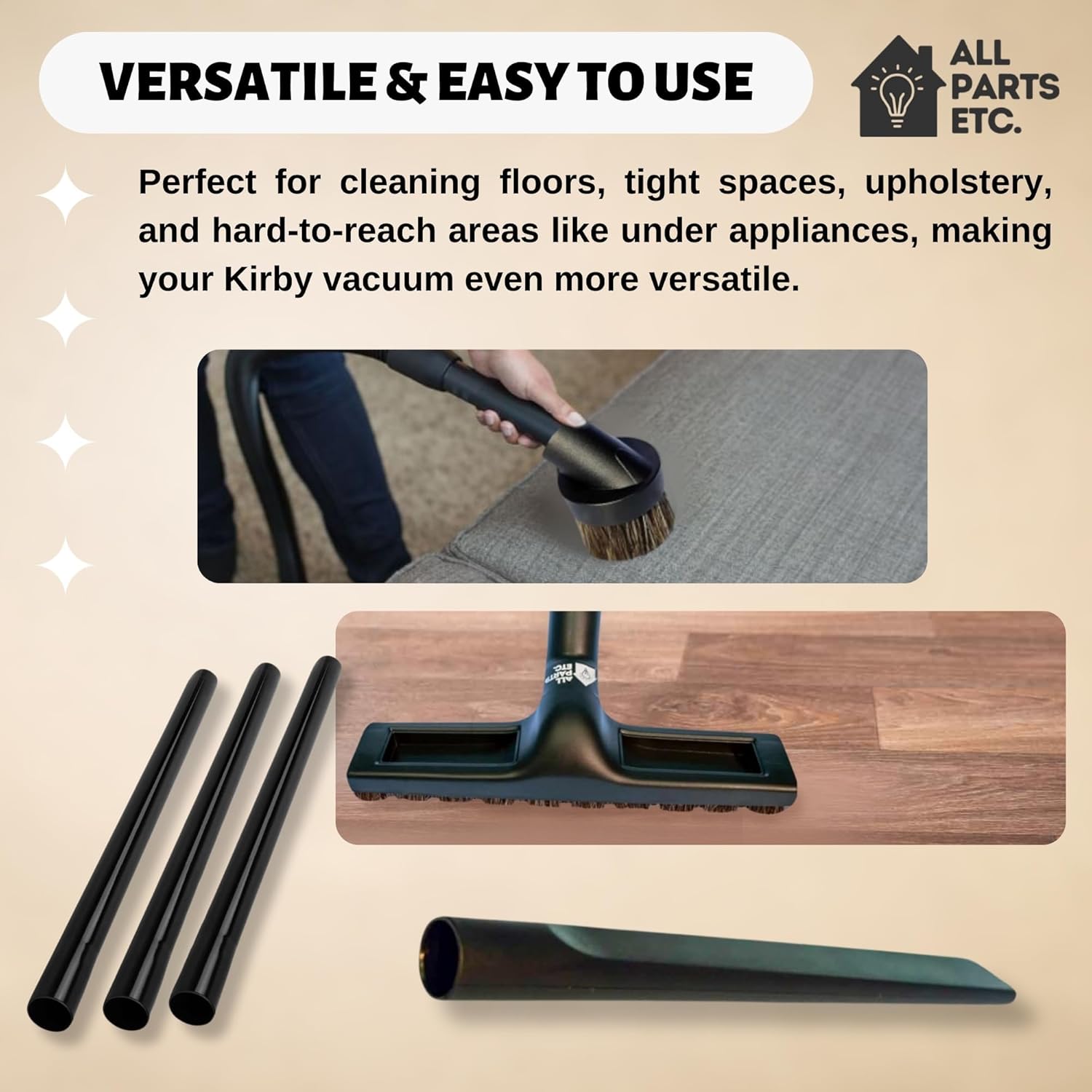 Attachment Set Compatible with all Kirby G Series G3, G4, G5, G6, Sentria, Ultimate G & Diamond - 6 Ft Replacement Vacuum Hose, Wands, Floor Brush, Flexible Under Fridge - 9-Pack