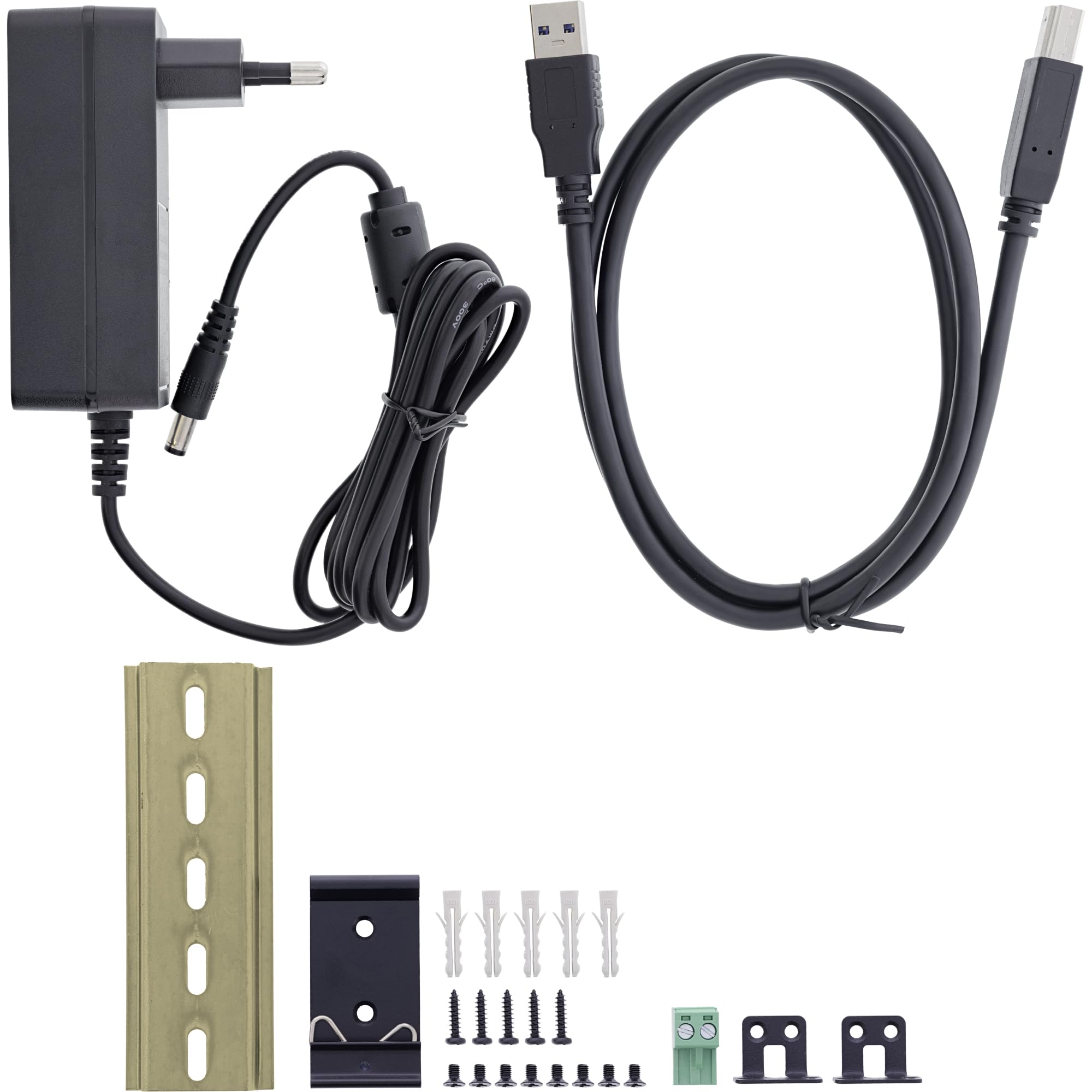 Inline Hub Industrial USB 3.2 Gen.1 con 7 Puertos, Carcasa de Aluminio, Montaje en Carril DIN, concentrador USB Activo con Fuente de alimentación, 5 GB/s, 35396B