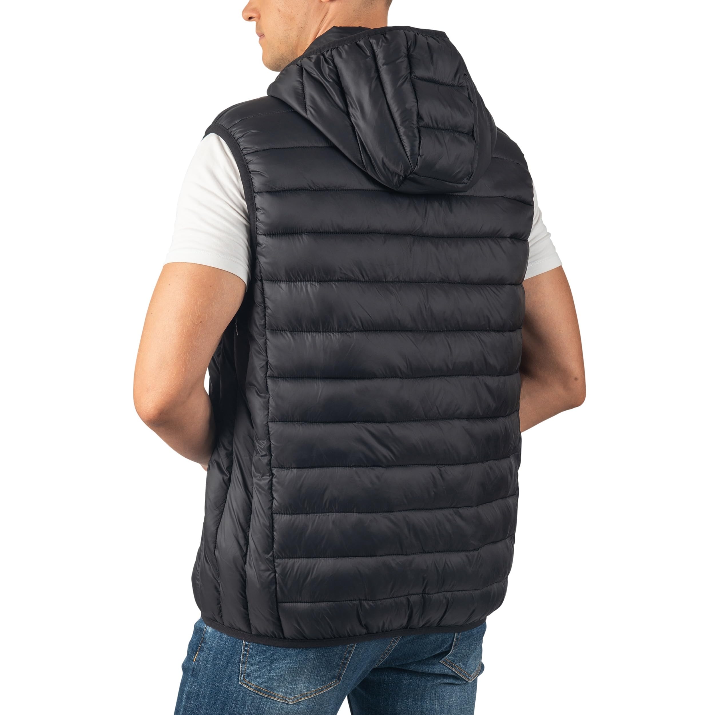 Alpine Swiss Gage - Piumino da uomo in piumino, leggero, ripiegabile, impermeabile, trapuntato, senza maniche, con cappuccio rimovibile