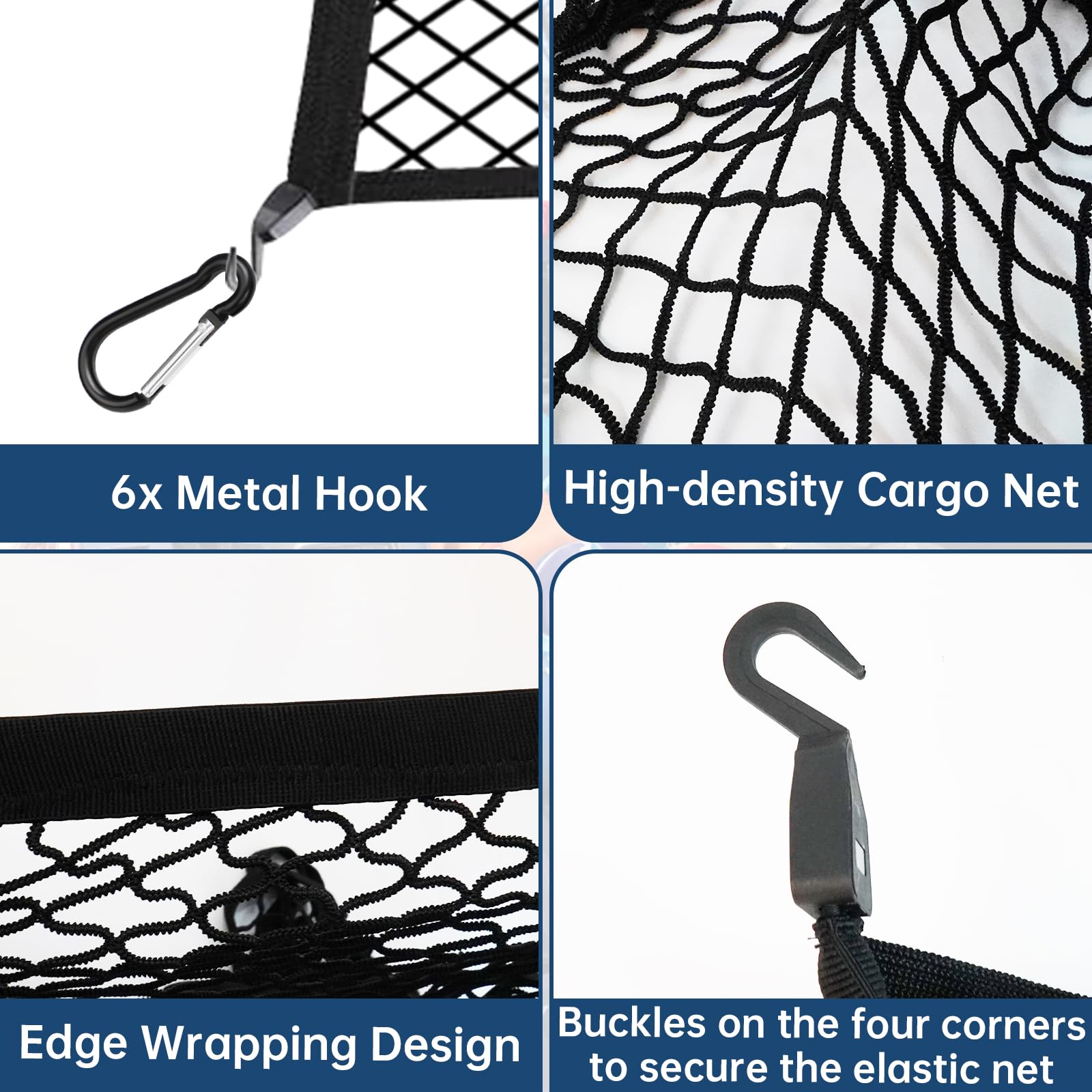 Filet De Stockage élastique – Maille Noire Pour Canoë – Accessoire DIY Fixation Cargaison