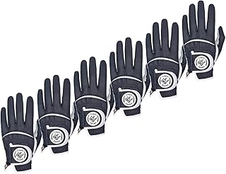 SIMPLE SYMBOL Men's Golf Glove High Grade Leather Six Pack，Six Left Hands, Six Right Hands,Six Colors,Red/Blue/Navy Blue/Sky Blue/Coffee/Beige (Navy Blue,XL,Left)