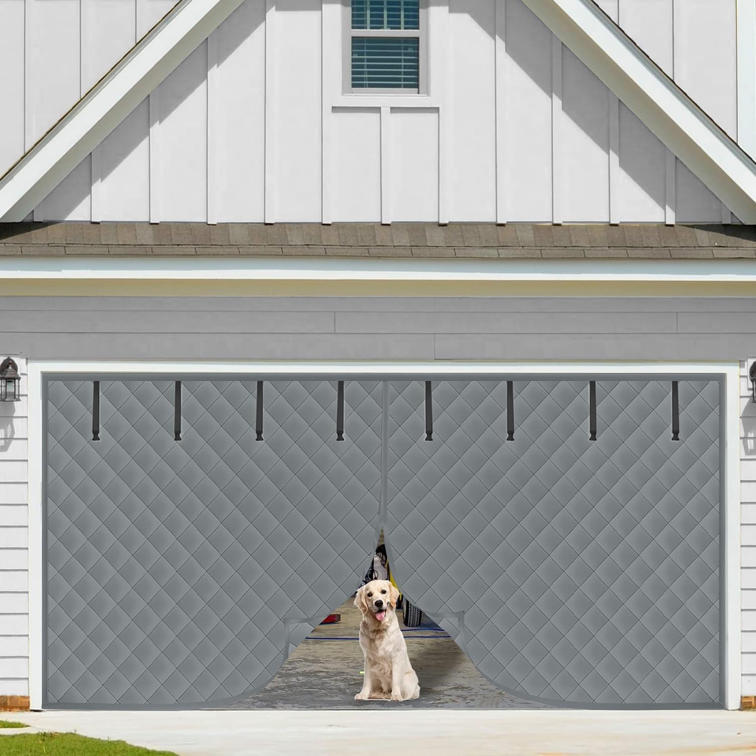 Générique Rideau De Porte De Garage Magnétique À Isolation Thermique, Kit D'isolation pour Porte De Garage pour l'hiver Rideau Isolant Thermique Tissu Oxford, pour Terrasse Extérieur(Gris,250x220cm)