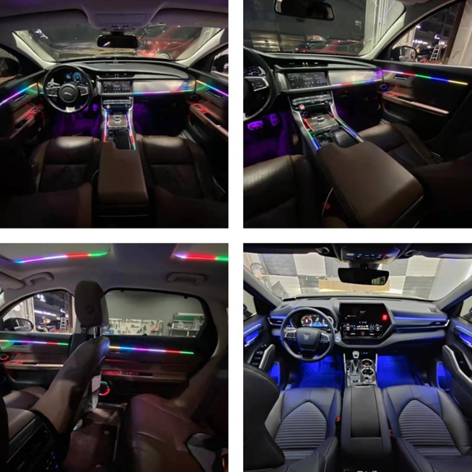 Tira de Luces LED para Interior de Coche, Luces de atmósfera dinámica acrílicas RGB 18 en 1, 210 Modos de luz, Control Remoto inalámbrico, Kits de iluminación Ambiental para Coche