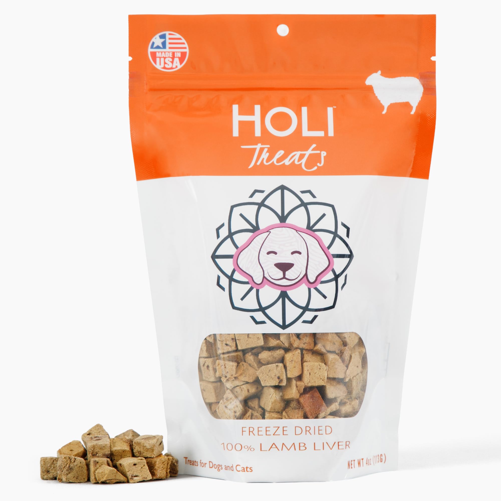 HOLI Freeze Dried Lamb Liver Dog Treats – Single Ingredient Freeze-Dried Dog Treats – Dried Lamb Liver Dog Treats Made in USA – Healthy Liver Treats for Dogs & Diabetic Dog Treat-Friendly - 2oz