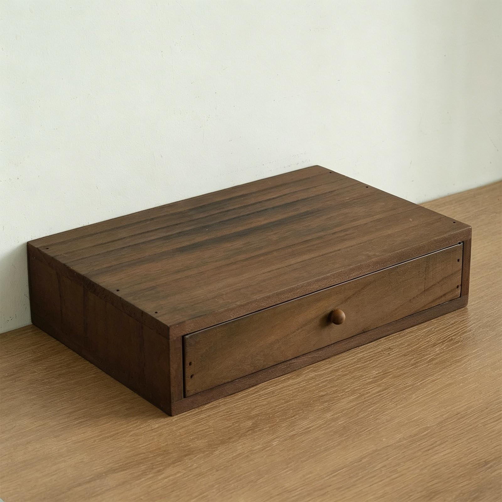 Organizzatore Da Scrivania in Legno, Multifunzionale, con Cassetto Portaoggetti, Organizer per Trucchi Estraibile, Adatto per Ufficio, Casa E Interni, 1 cassetto