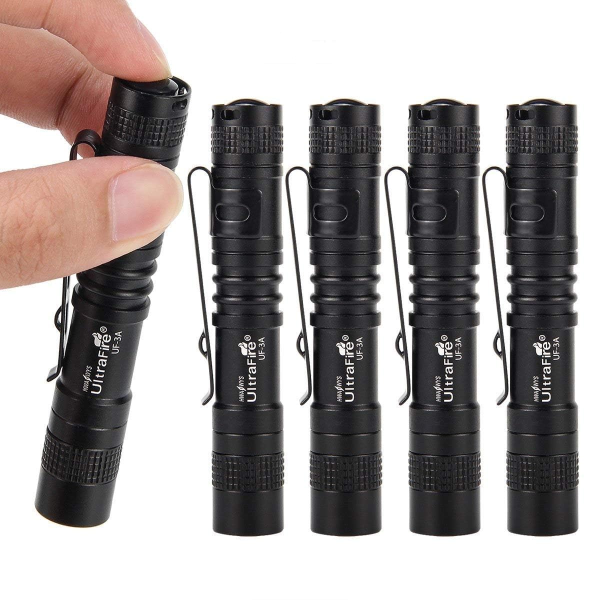 ULTRAFIRE Linterna Boligrafo LED Mini Linterna Mini Linterna de Bolsillo Pequeña Pluma Linterna Táctica estilo Bolígrafo Impermeable Para Niños,Doctor Enfermera Emergencia,UF-3AS 70 Lúmenes (5 Pack)