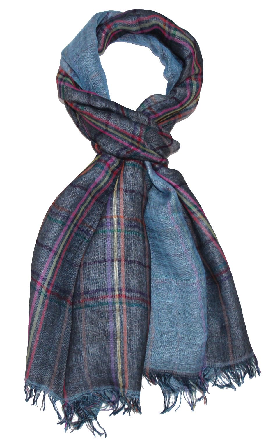 Lorenzo Cana Herrenschal Leinenschal Wendeschal Double Face 100% Leinen 55 x 190 cm Naturfaser Bunt Hellblau Mehrfarbig 7868911