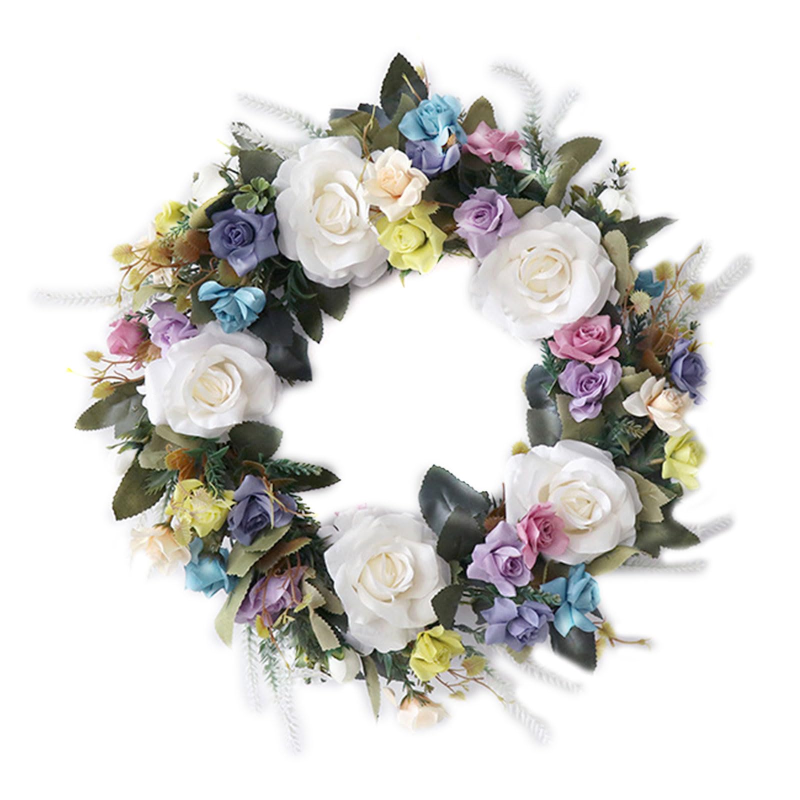 Buxuaaaa Asaka Maki Season Rose Wreath Artifact Silk Flower Garland Pendant Art Supplies For Festival Holiday New Year Artificial Wreaths For Front Door