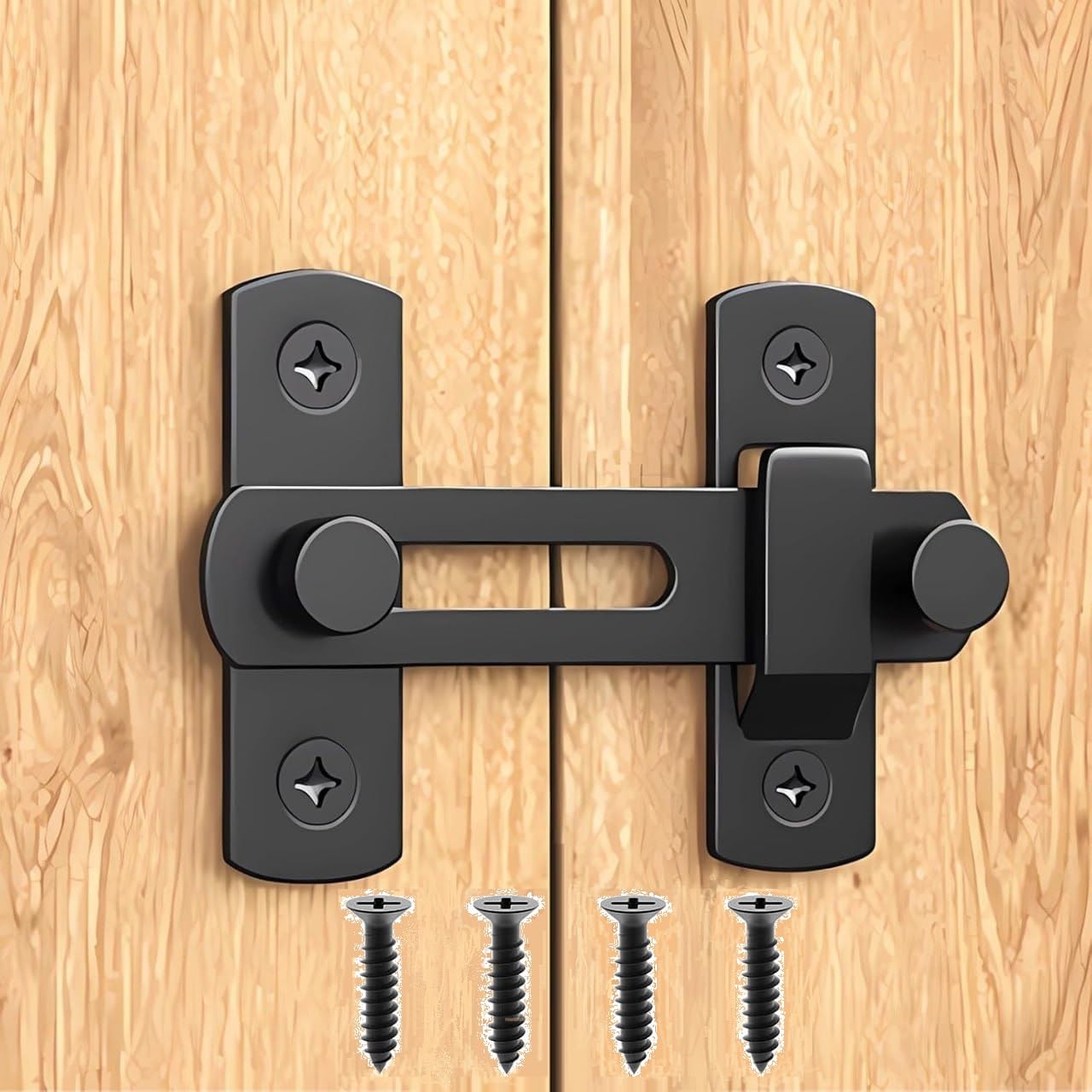 Barn Door Lock, 180 Degree Flip Sliding Barn Door Latches | Stainless Steel Gate Latch for Cabinet, Barn Door, Sliding Door, Pet Door, Garage, Bathroom, Window, Outdoor, Garden, Coop, Closet (Black)-image-15