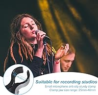 Vista 5 de 2 piezas de soporte de clip de micrófono grande con tornillo universal ajustable soporte de clip de micrófono con adaptador de tornillo macho de 5/8