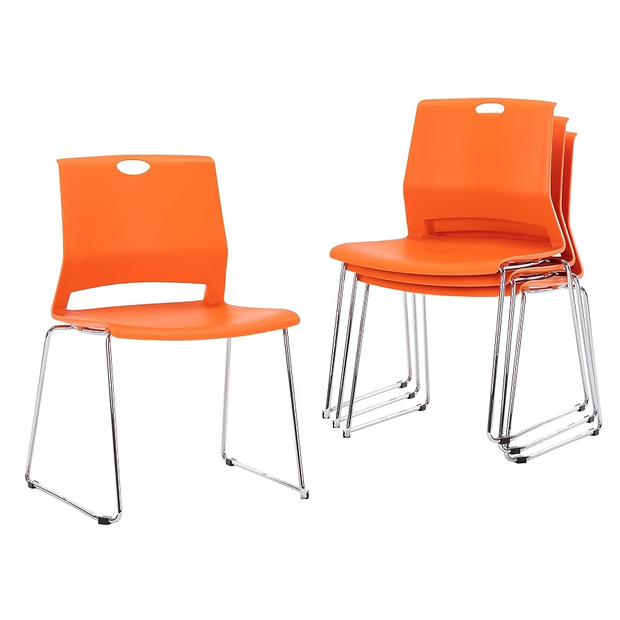 Amazon.com: Sidanli Orange Stacking Chairs-Set of 4 : Office