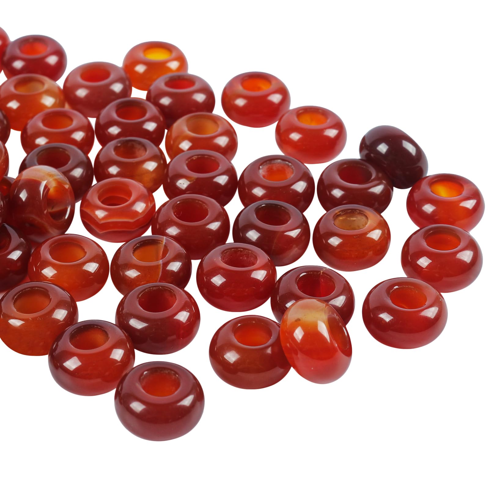 Lot De 20 Perles En Cornaline 10 Mm - Trou 1 Mm, Déstockage Neuf, Création Bijoux