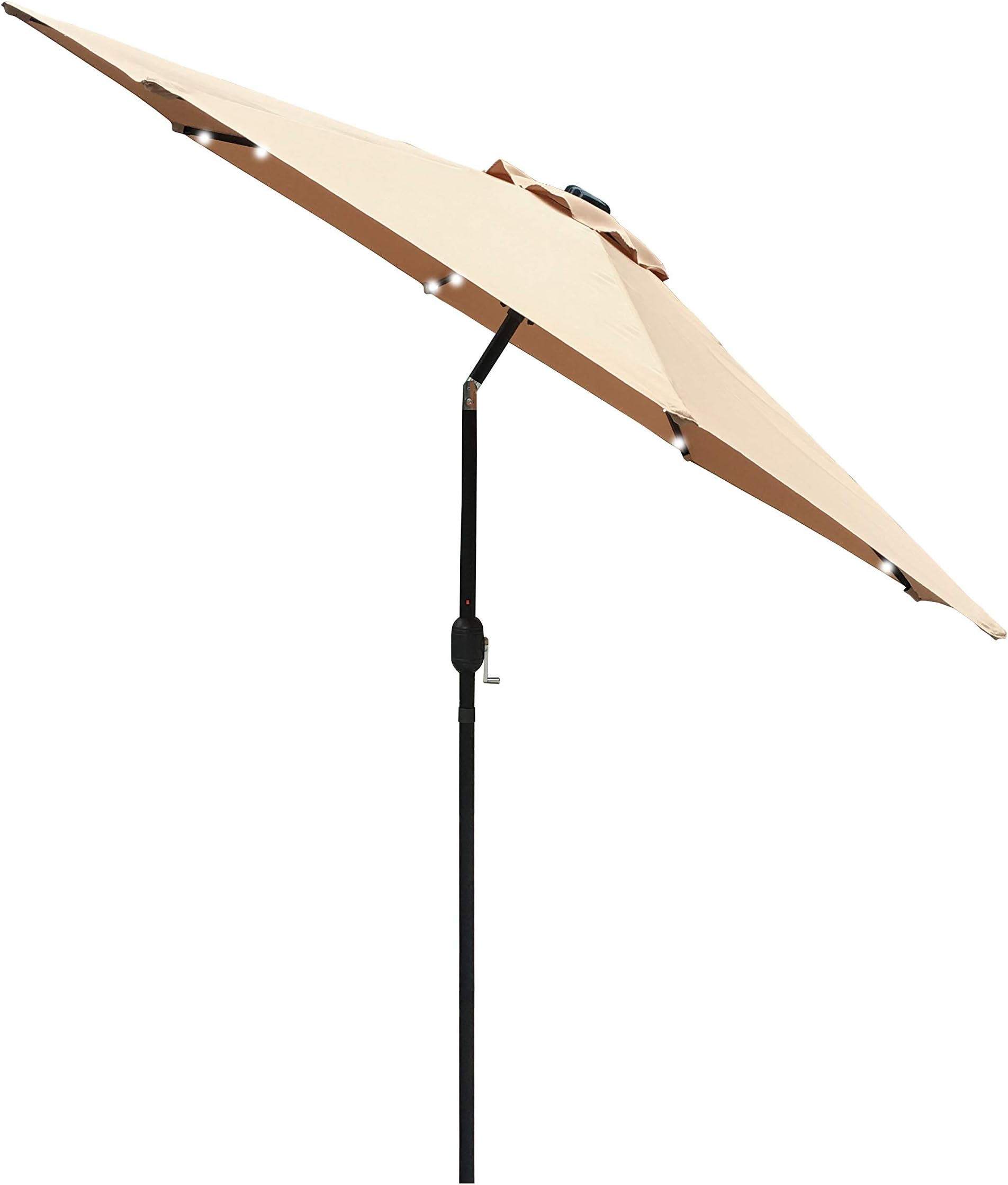 Airwave Elena 2.7M Standing Crank And Tilt Parasol Garden Umbrella with Built in LED Spotlights (Beige)