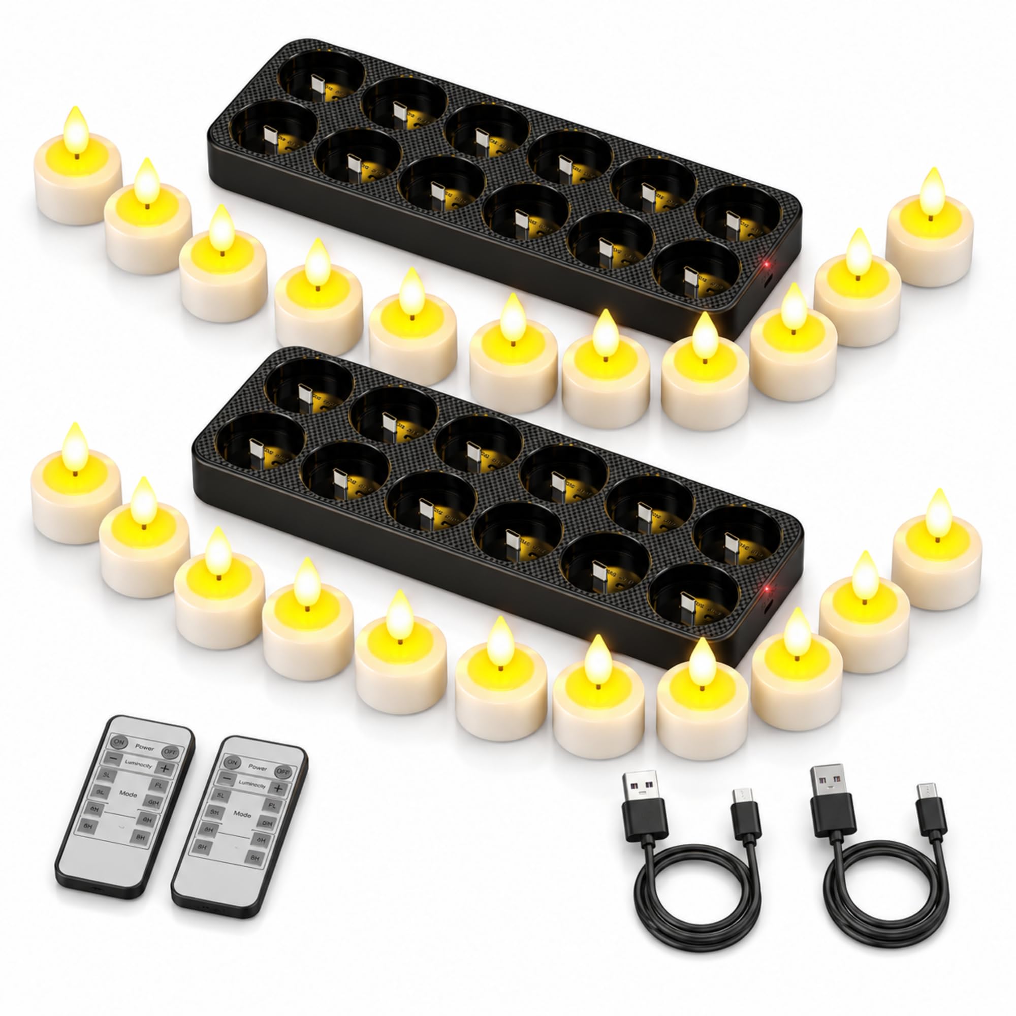 SoulBay Lot de 24 bougies chauffe-plat rechargeables avec minuterie à