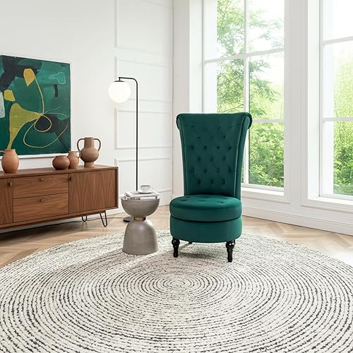 Miniatura 5 de Container Furniture Direct Royal - Silla de acento de terciopelo con respaldo alto para tocador con almacenamiento y tapicería de lujo, diseño retro