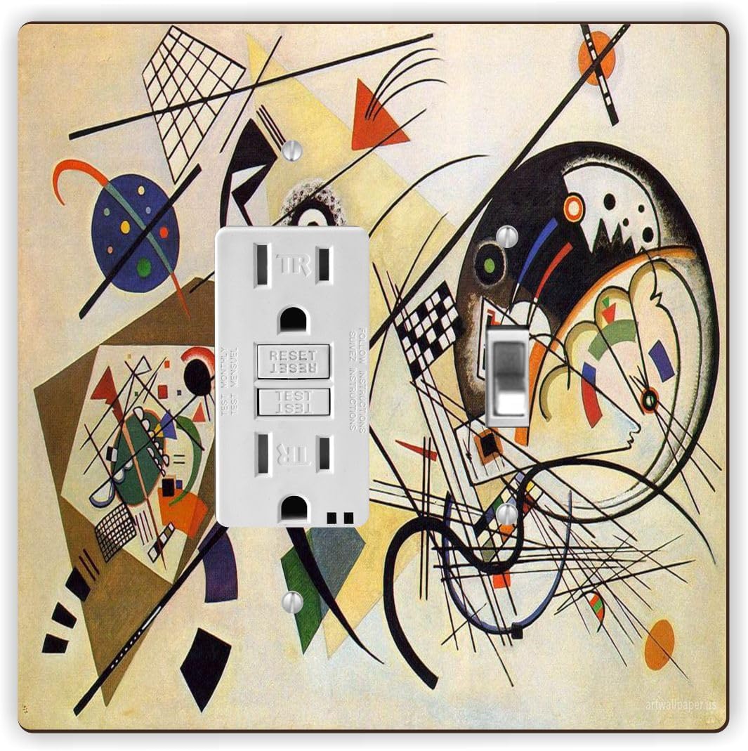 Sam Sandor - Transverse Line - Reproduction Kandinsky Art -Light Switch Plate Covers - Double GFI Double Rocker - Two Gang Switch Plate Cover