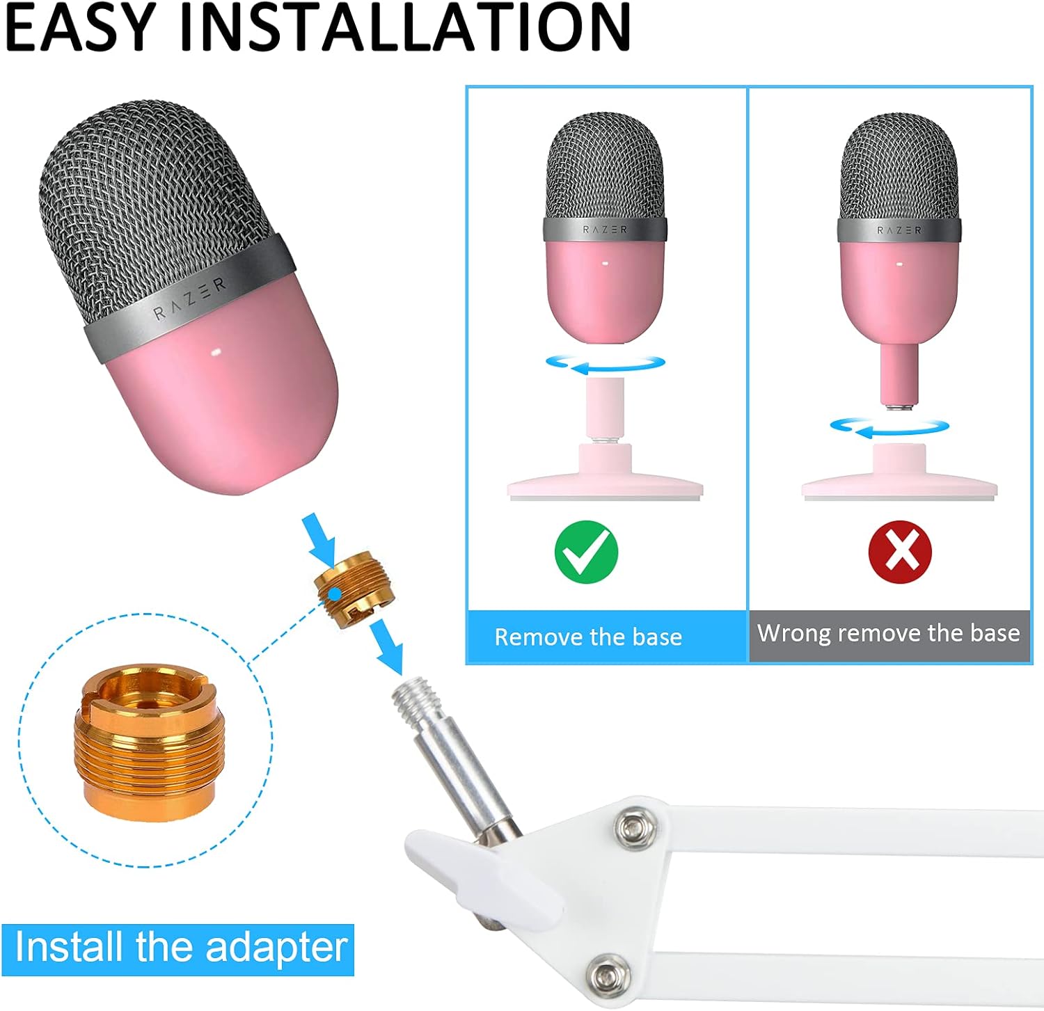 YOUSHARES White Mic Boom Arm Stand with Pop Filter - Image 3