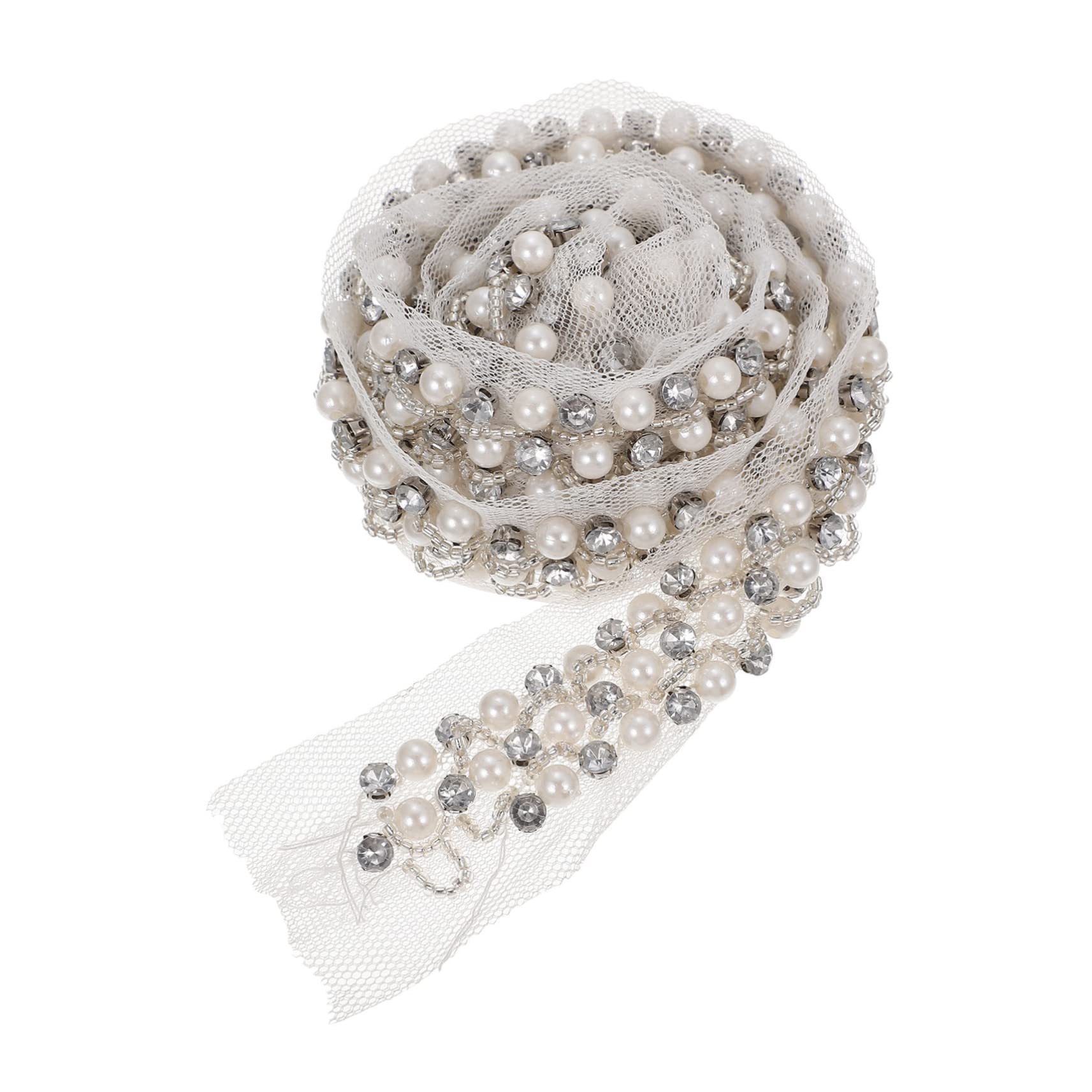 STOBOK 4stücke Decorative Perlen-rhinestone-band Für Kleidung Reihig Elegantes Spitzen-dekorationszubehör Für Hochzeiten Bastelarbeiten Und Wohntextilien