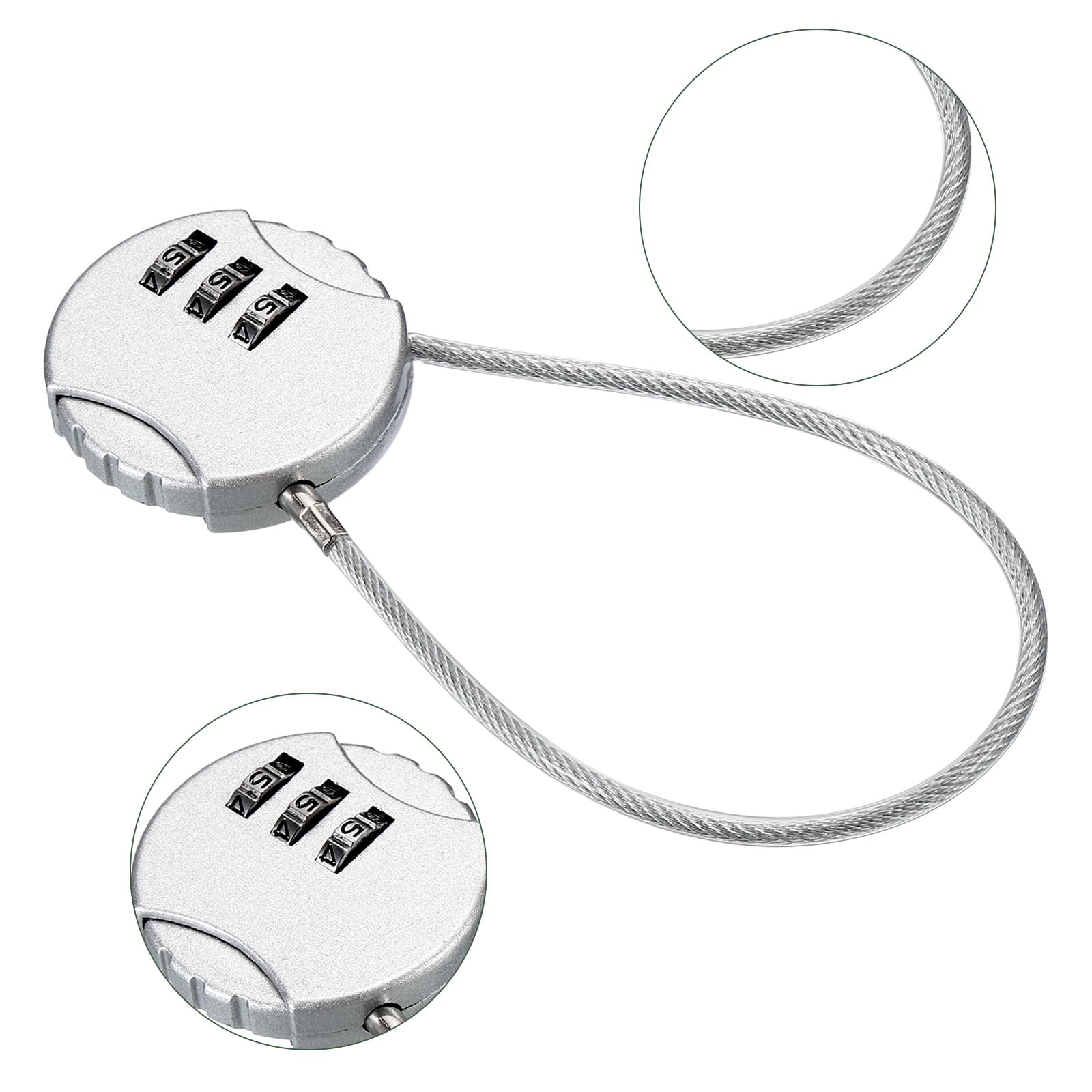YOKIVE 1 Pcs Small Combination Locks, 3 Digit Baggage Padlocks, Silver Tone, 7.8-Inch - Image 3