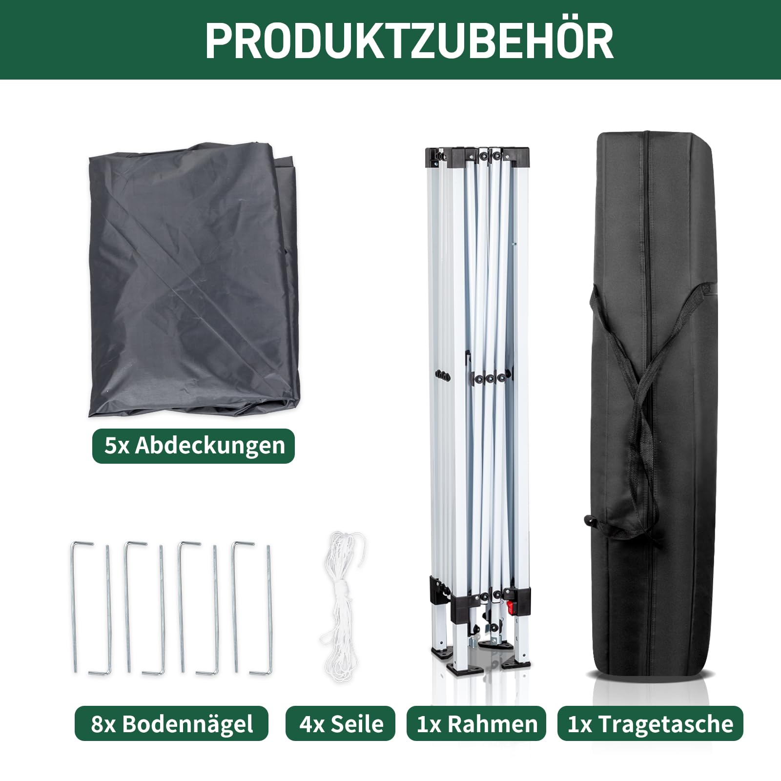 Pavillon 2x2 m,Faltpavillon,Wasserdicht Stabil Winterfest UV Schutz 50+,420D Oxford,Faltbar Höhenverstellbar,Partyzelt,Gartenzelt,Für Garten Camping,Outdoor,Grau,4 Seitenteilen