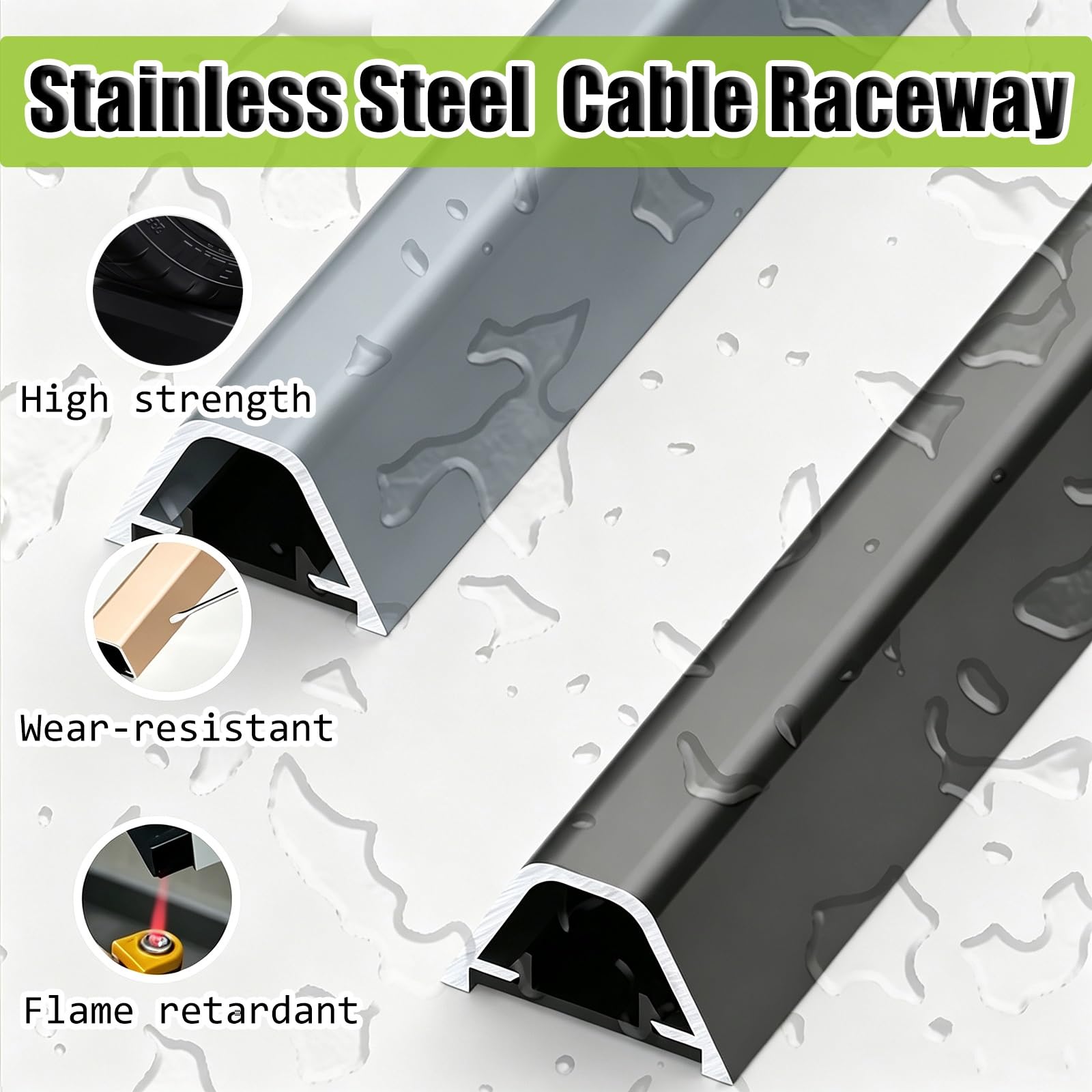 Goulotte Passe Cable Chemin De Câbles en Acier Inoxydable, Longueur Personnalisée