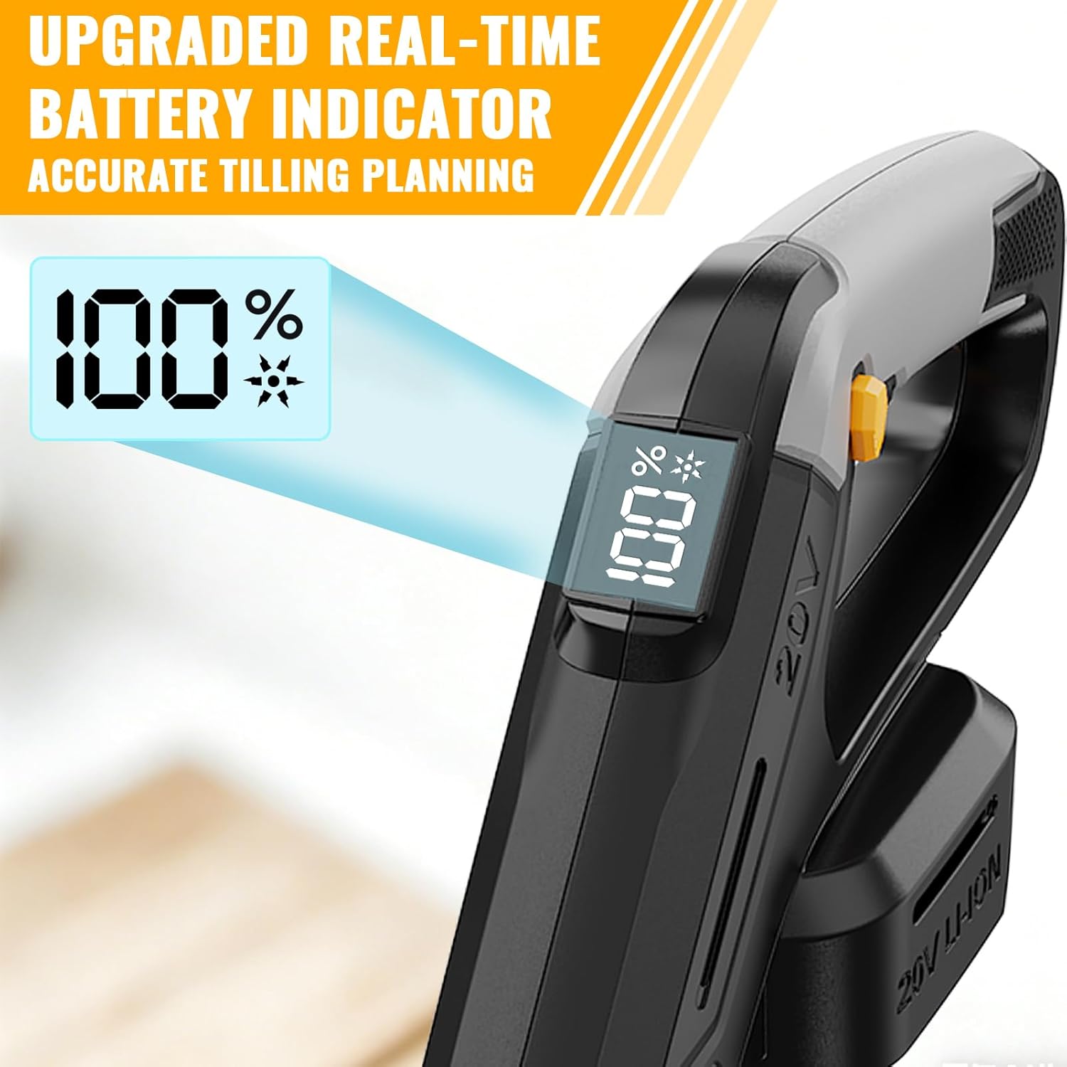 Cordless Tiller Cultivator Compatible with Dewalt 20V MAX Battery, 9In Tilling Width & 7In Depth Electric Tiller for Gardening, 360RPM Rototillers for Garden Cultivator (Tool Only)