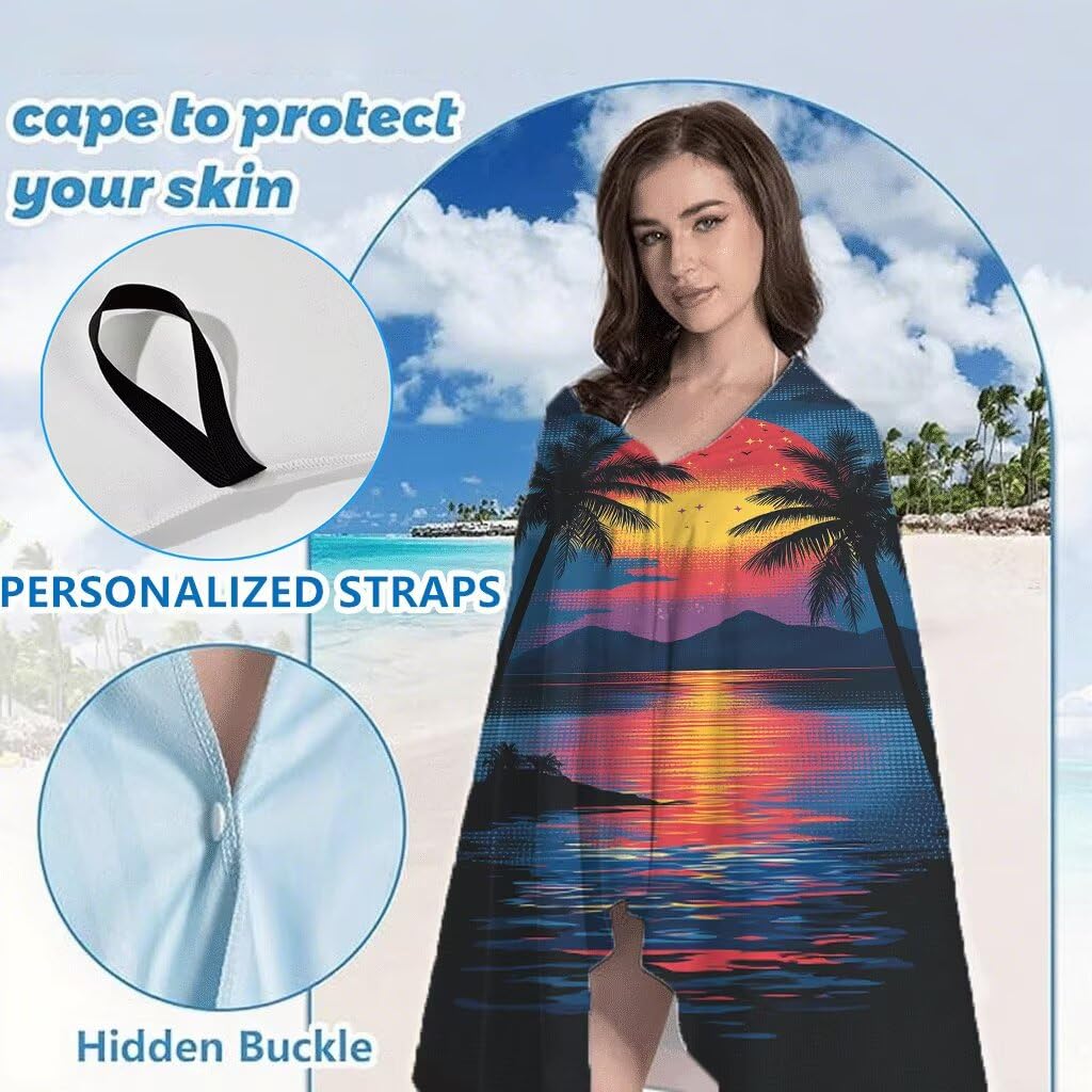 Mikrofaser Strandtuch 90x200cm, Sonnenuntergang Strandtuch Meer 2er Set, Saunahandtuch Stranddecke Sandfrei Saugfähig Schnelltrocknendes Leichtes Sporthandtuch für Pool Strand Yoga Geschenke, Model257