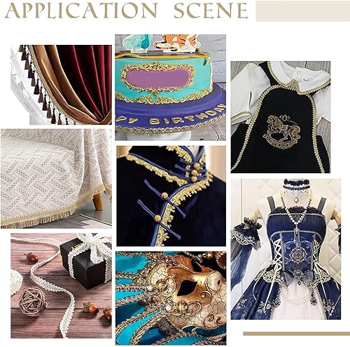 Miniatura 6 de PH PandaHall 5 yardas de encaje floral de 0.787 pulgadas (0.787 in) de costura para manualidades de encaje floral ribete de poliéster adorno de