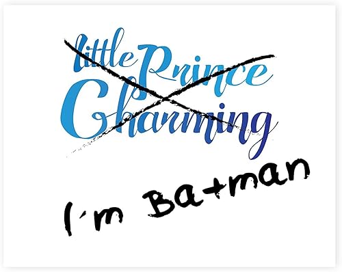 Cartel de pared con texto en inglés "I I'm Batman Not Prince Charming", estampado de Batman en impresión de 08 x 10 pulgadas, texto en inglés "I'm