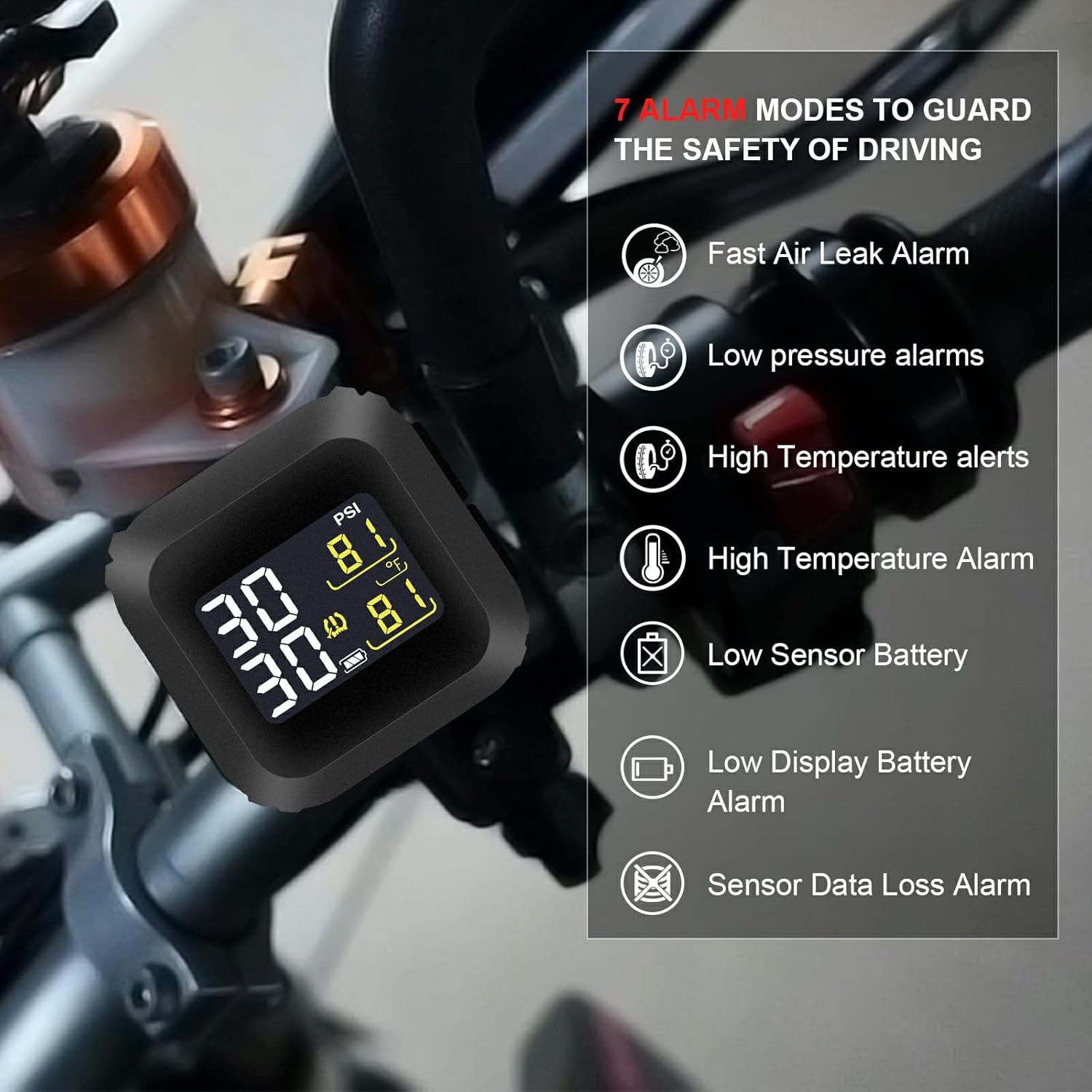 Easesuper Motorcycle Tire Pressure Monitoring System, Wireless TPMS