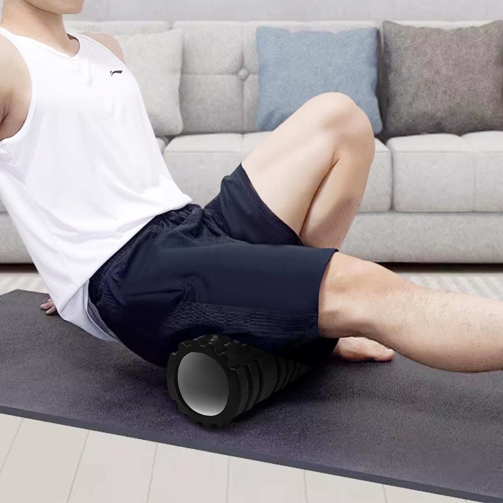 Brevanza Schiuma roller, rullo per massaggi muscolari a griglia, bigodino pilates, roller massaggio per alleviare punti di tensione, terapia e rilassamento, rullo fitness per gambe, schiena e braccia