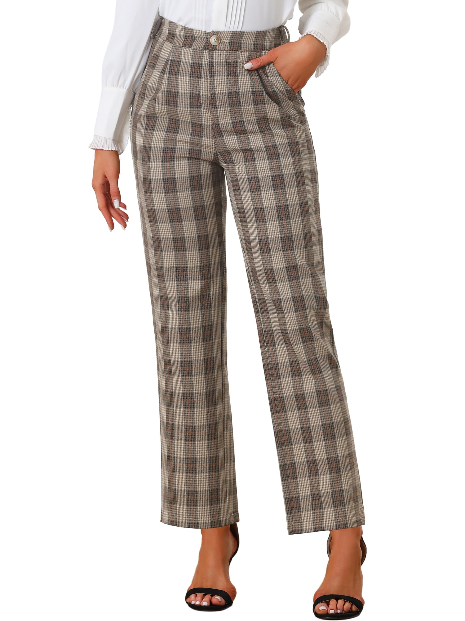 Hollister Plaid Pants Elastic Waist Casual Work Office Long Trousers XL Navy Blue Orange Pink