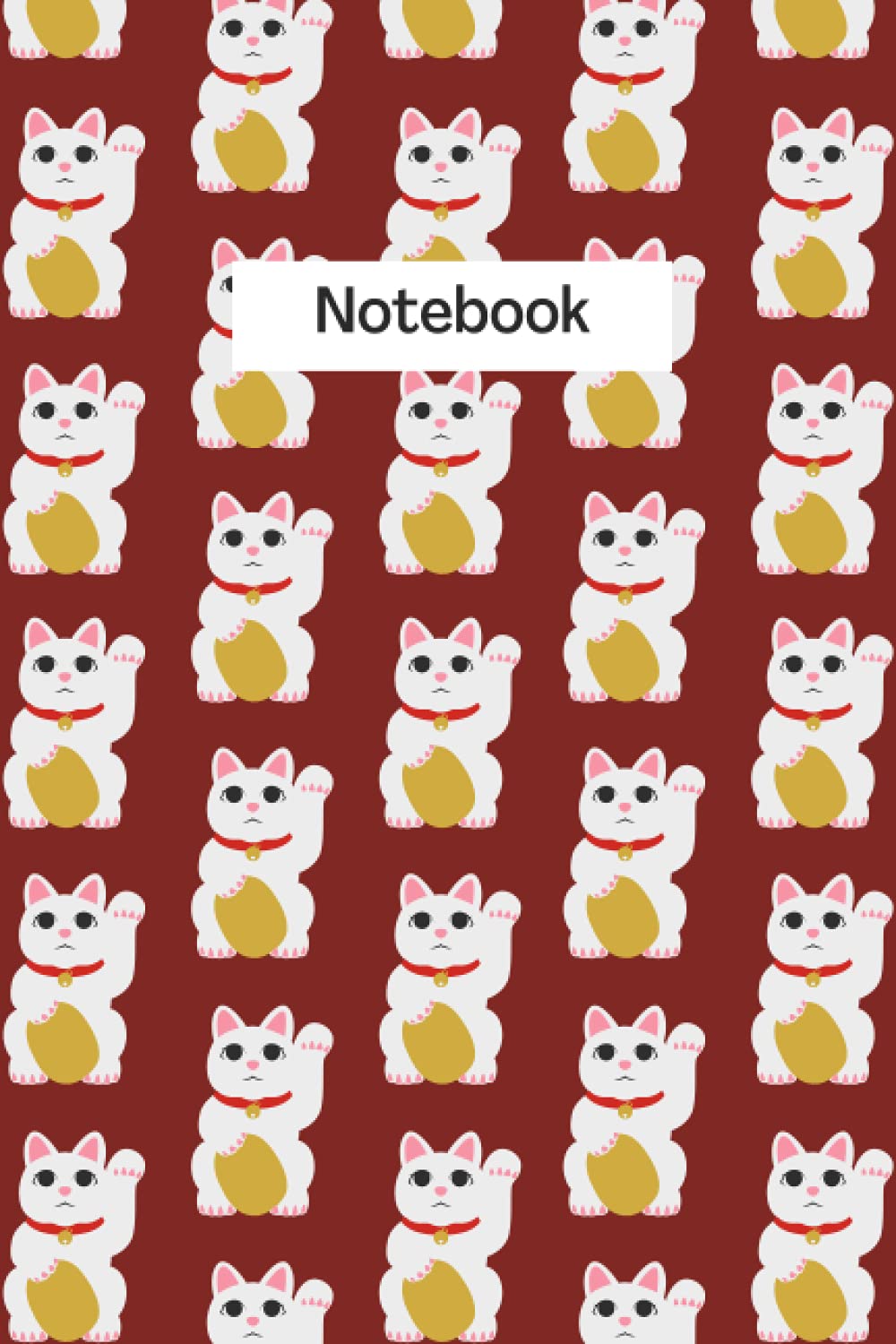 Lucky Cat Notebook - College Ruled Notebooks - Maneki-neko Red: 6x9 Notebook Lined Cat Notepad