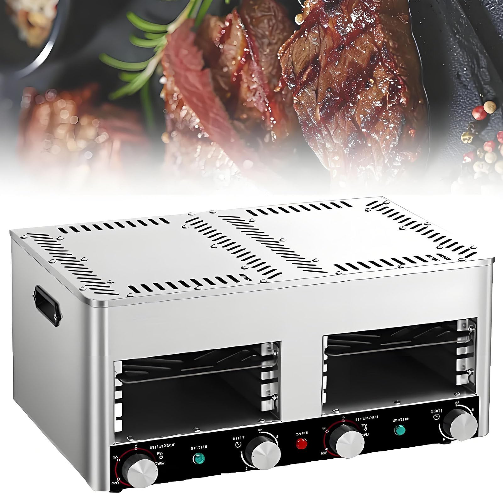 LJCSSD Electric Steak Grill, Portable Smokeless Infrared Electric Broiler, Stainless Steel Steak Cooker with 4-Layer Grill, Electric Infrared Grill for BBQ, Toast, Grill, Indoor B